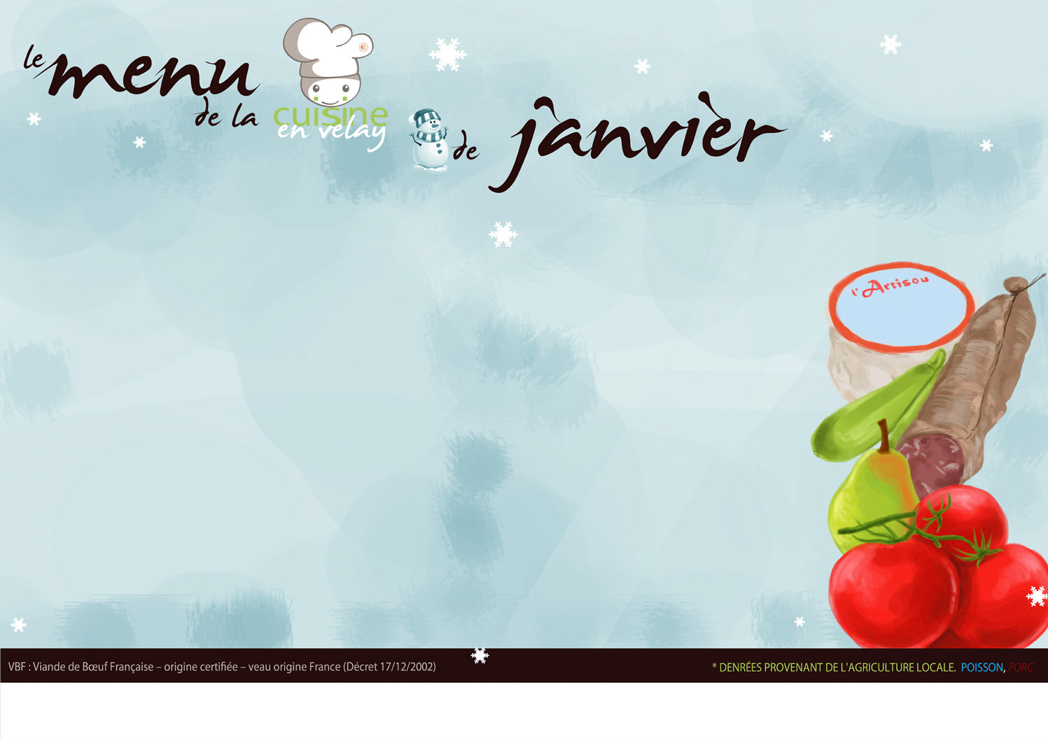 Menu au mois saison hiver