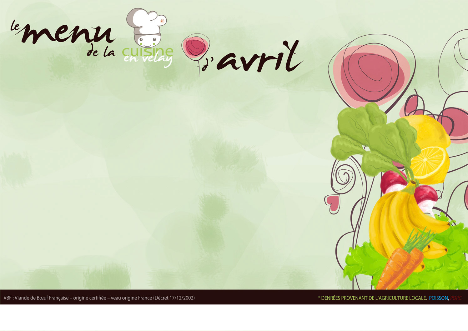 Menu au mois saison printemps