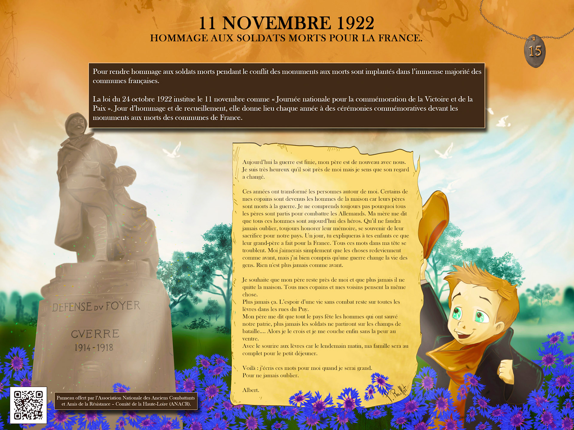 Tableau de commémoration de la 1er guerre mondiale