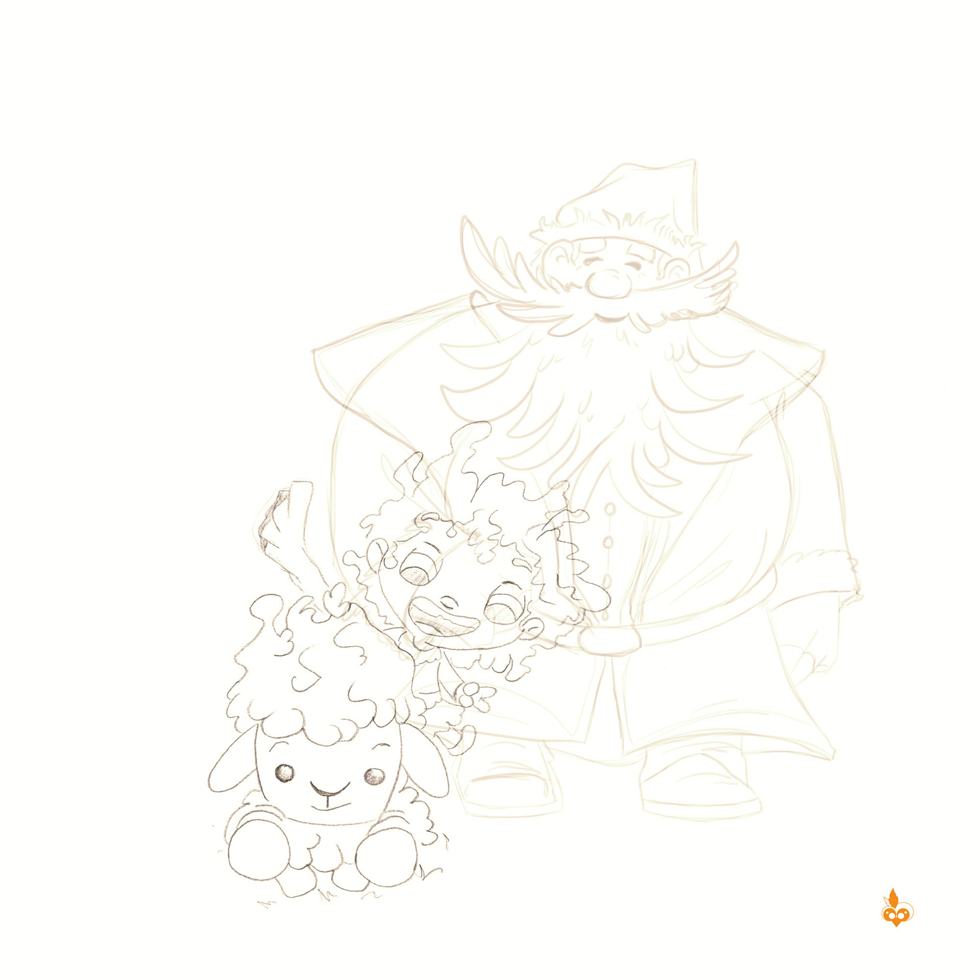 Croquis Themis et Moutmout en compagnie du Père Noel