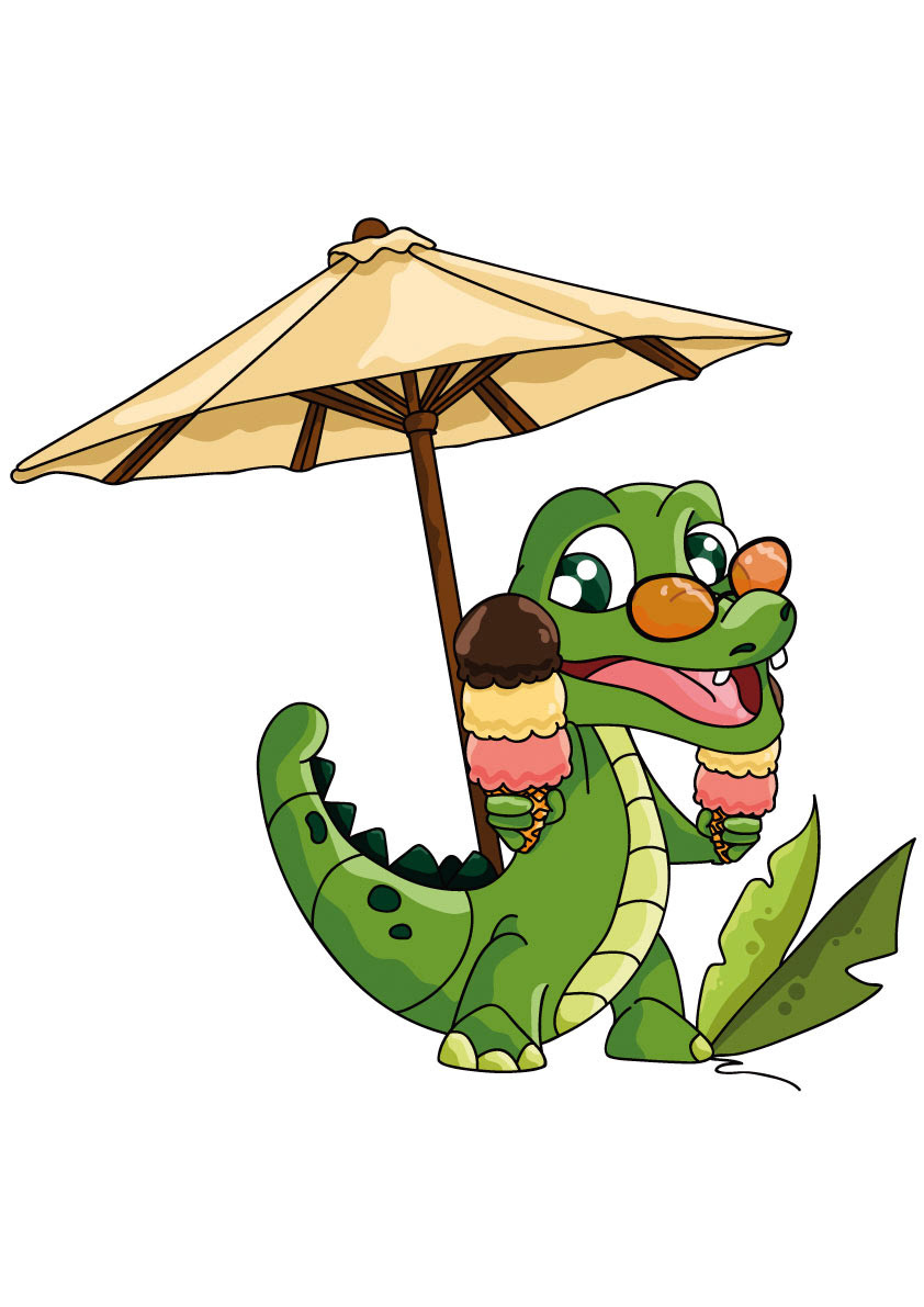Mascotte croco Piscine la Vague