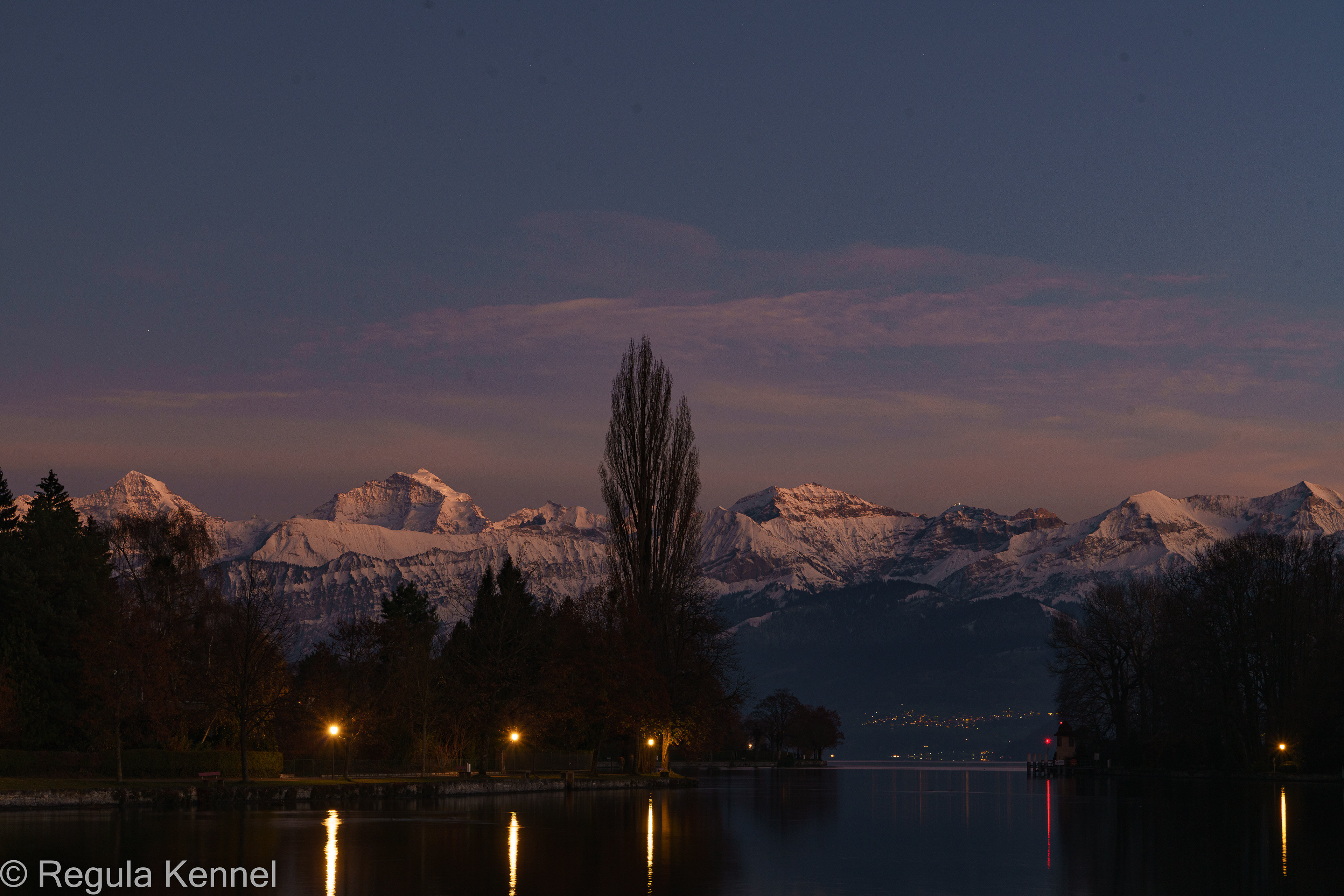 Die Berner Alpen in der Abendbeleuchtung