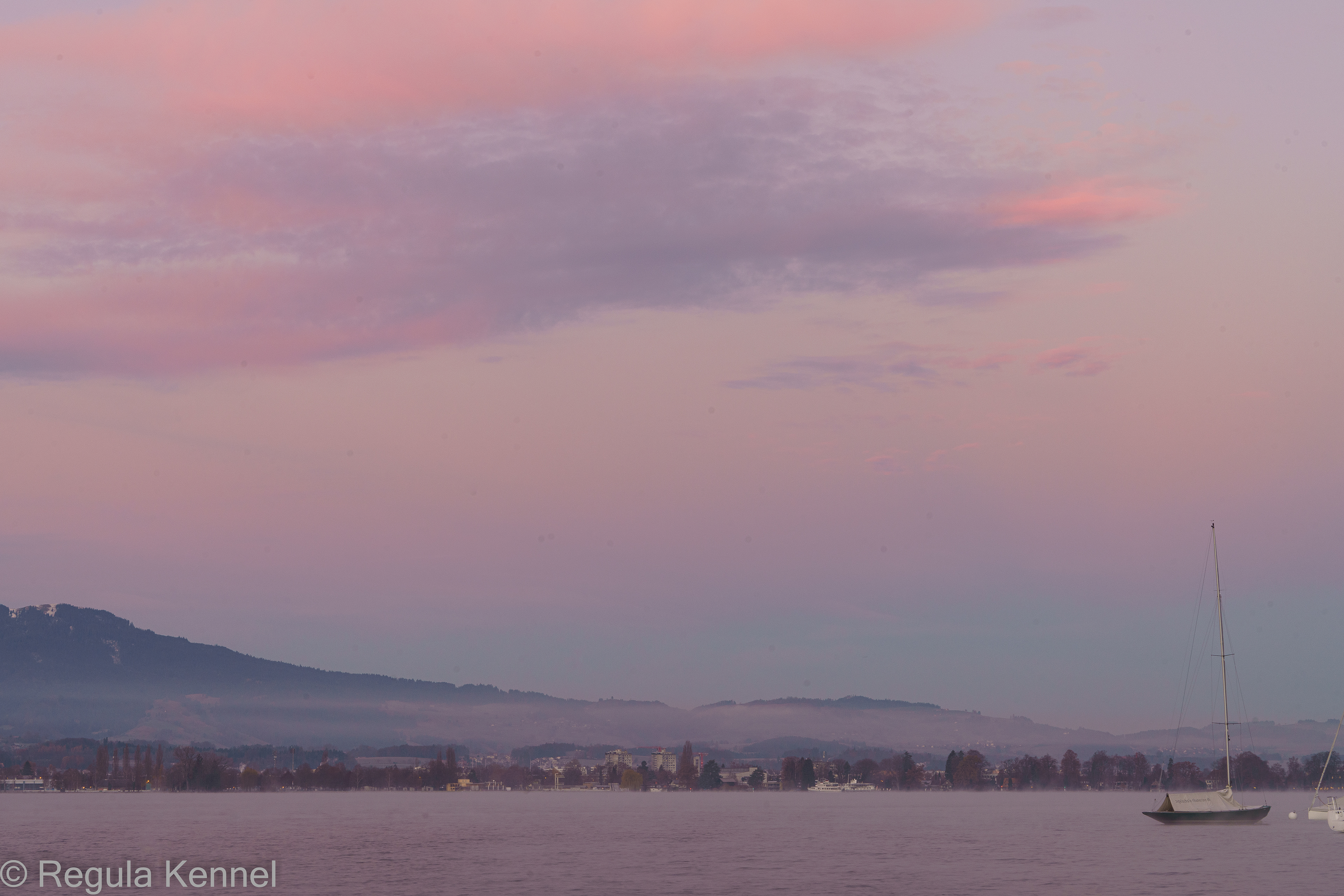 Wintermorgen, Blick nach Thun