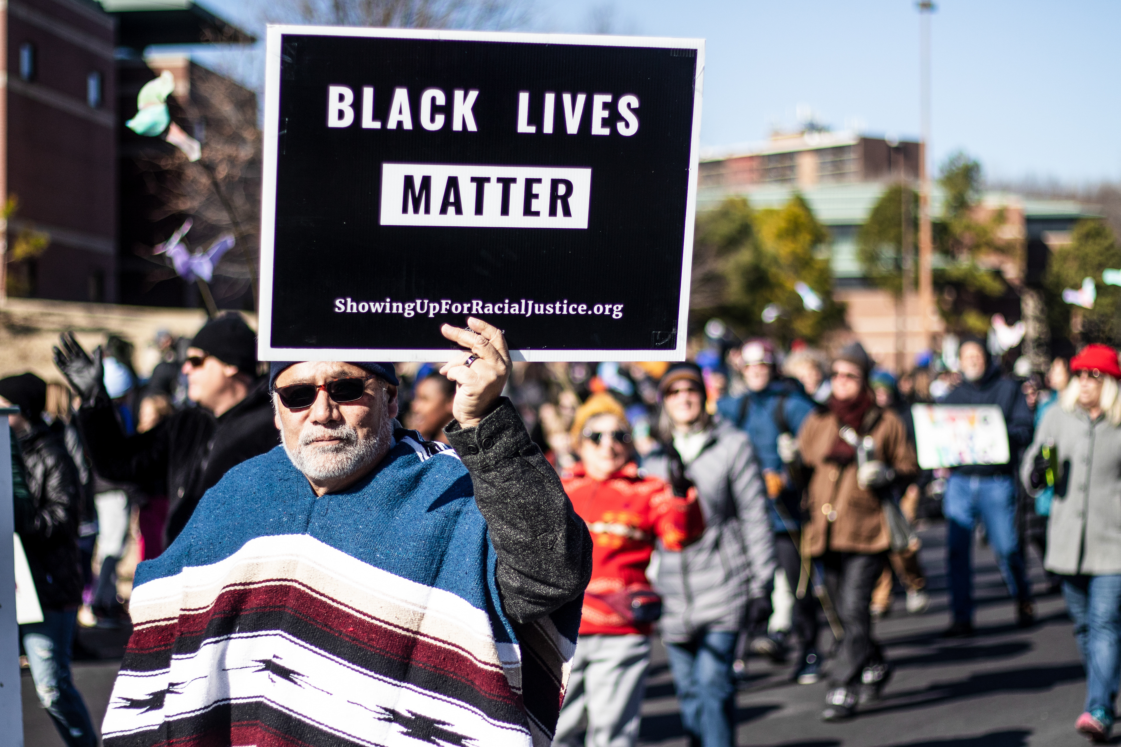 A participant at the 2020 Martin Luther King, Jr. Day Parade in Tulsa.
