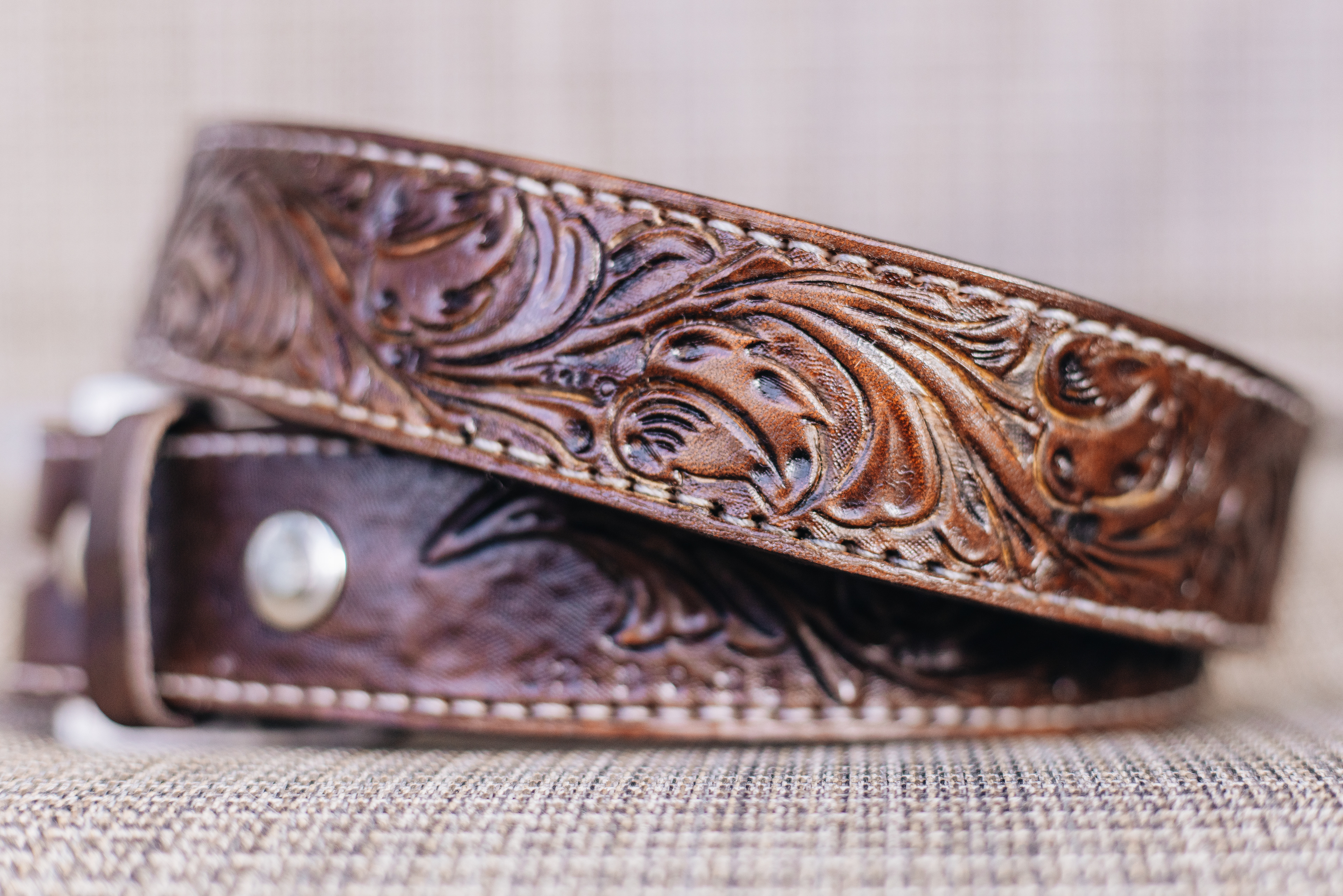 Handmade Tooled Leather Western Belt