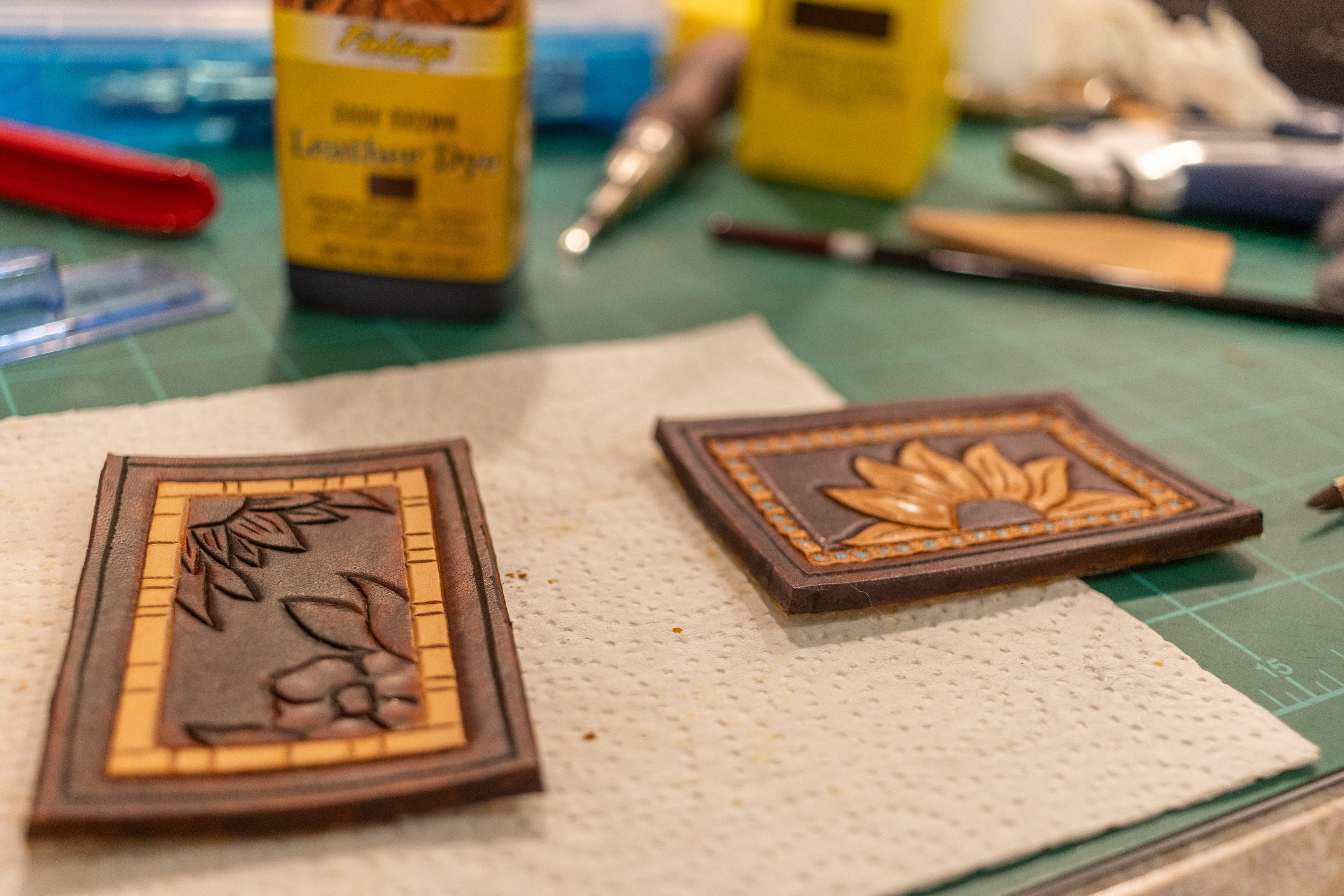 Tooled Leather Hat Patches