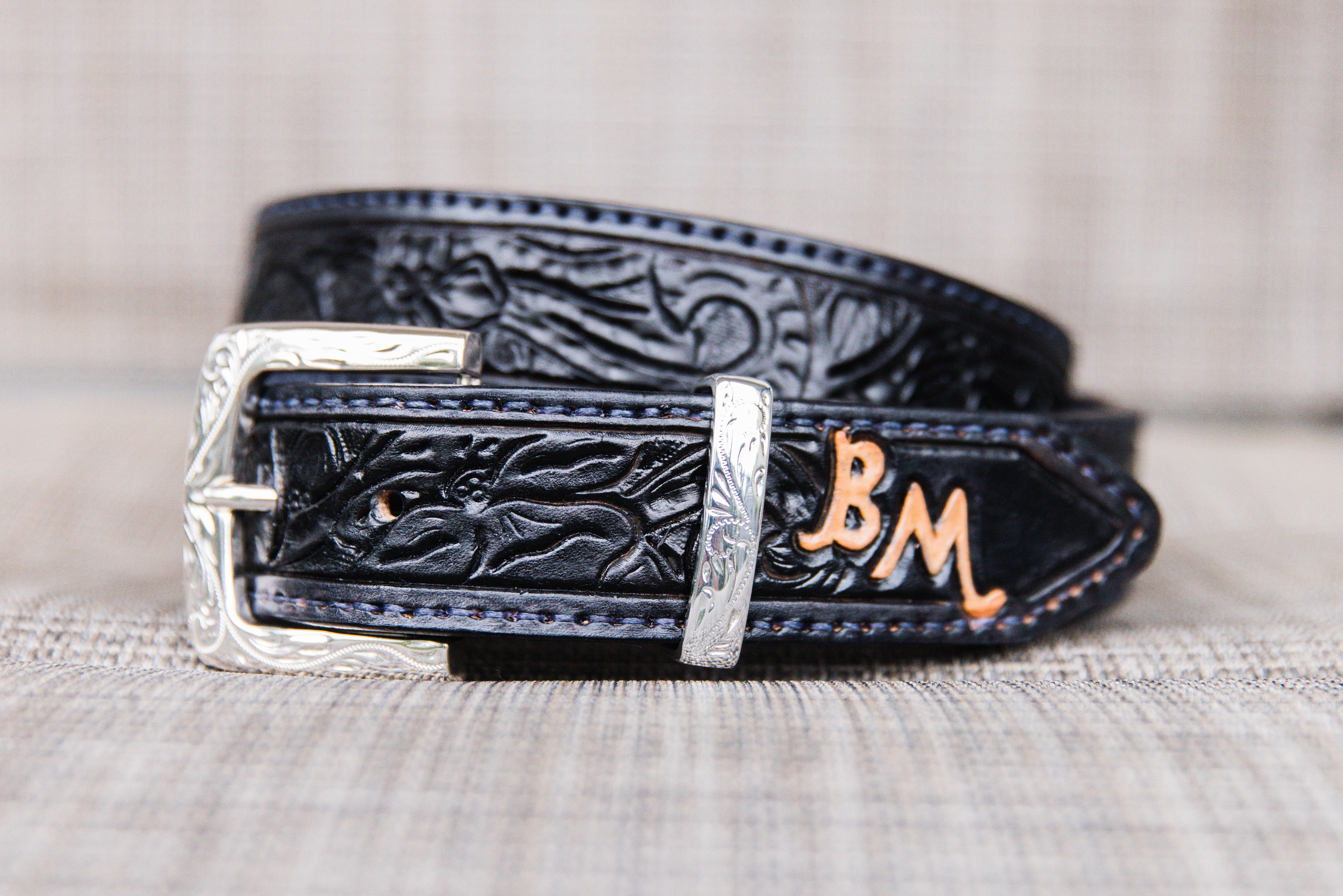 Handmade Tooled Leather Western Belt