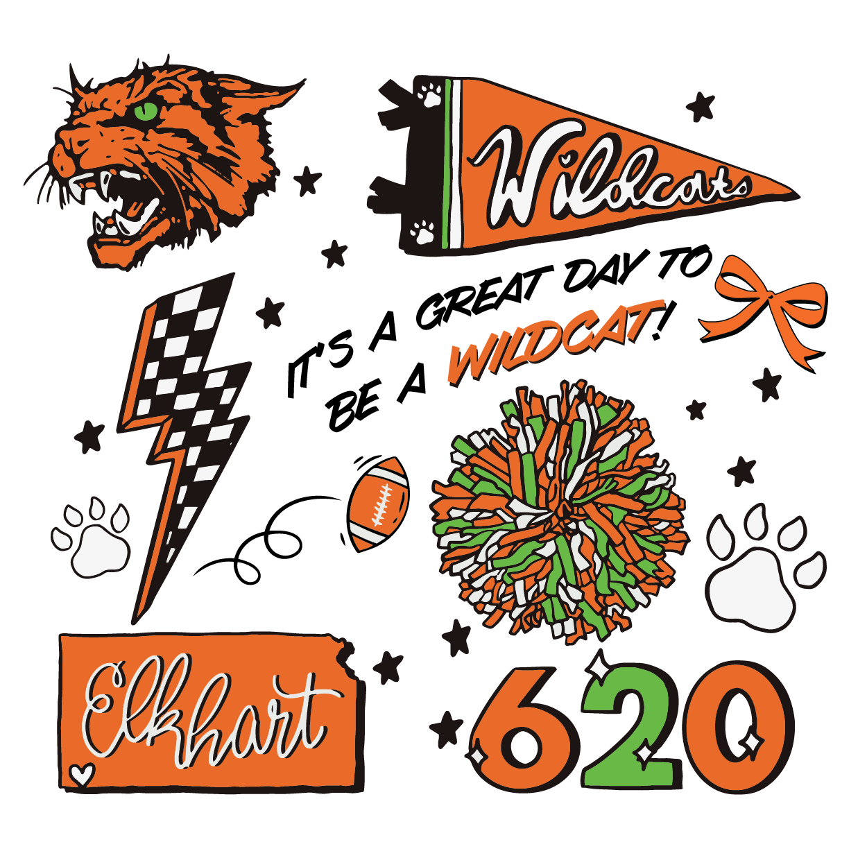 Elkhart Wildcats Collage Tee Graphic