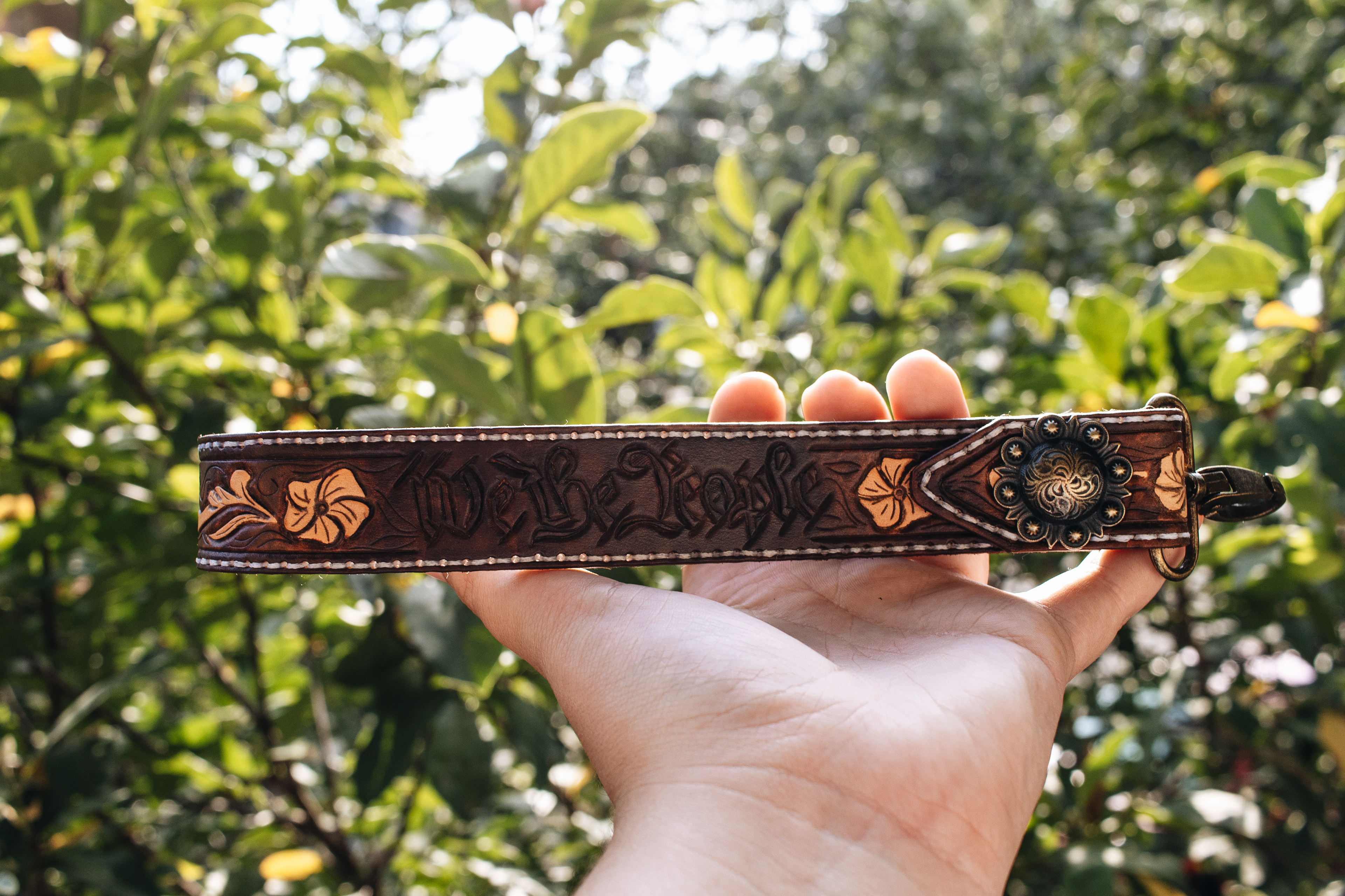 We the People - tooled leather