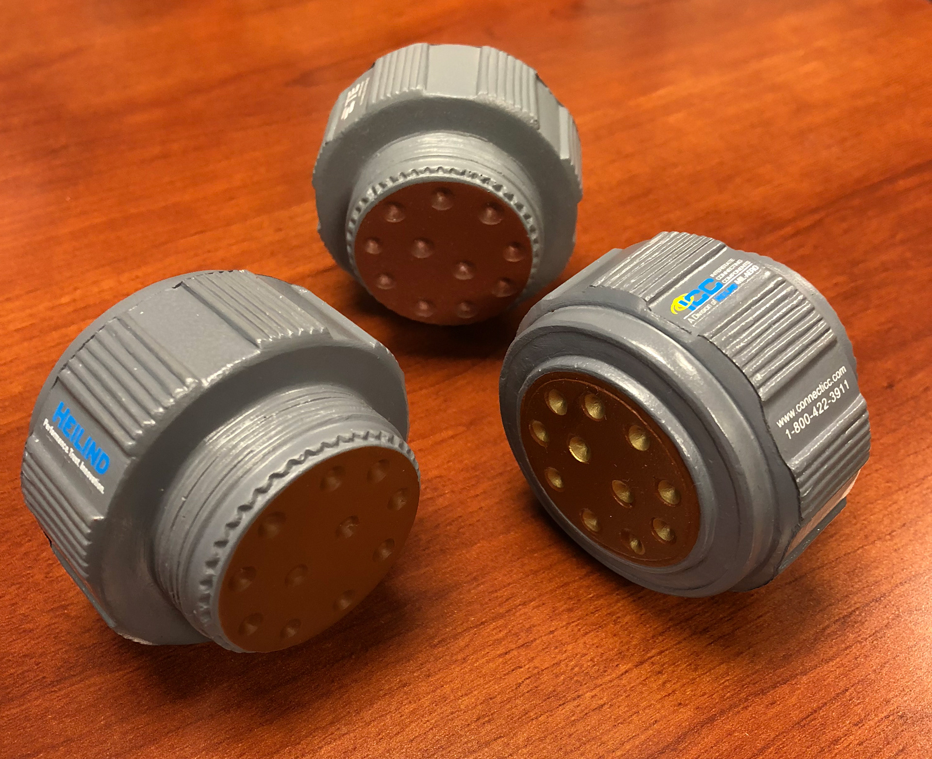 Custom Stress Reliever as a connector for Heilind and ICC for tradeshows