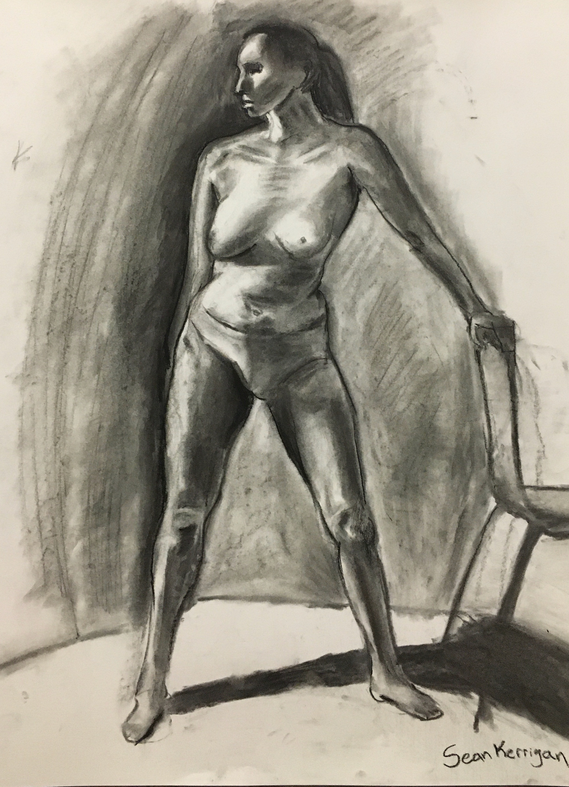 Figure Woman, Charcoal, 18x24, 2019