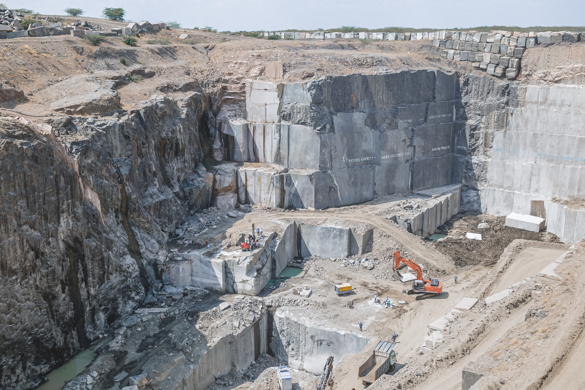 Picture of a stone quarry from above