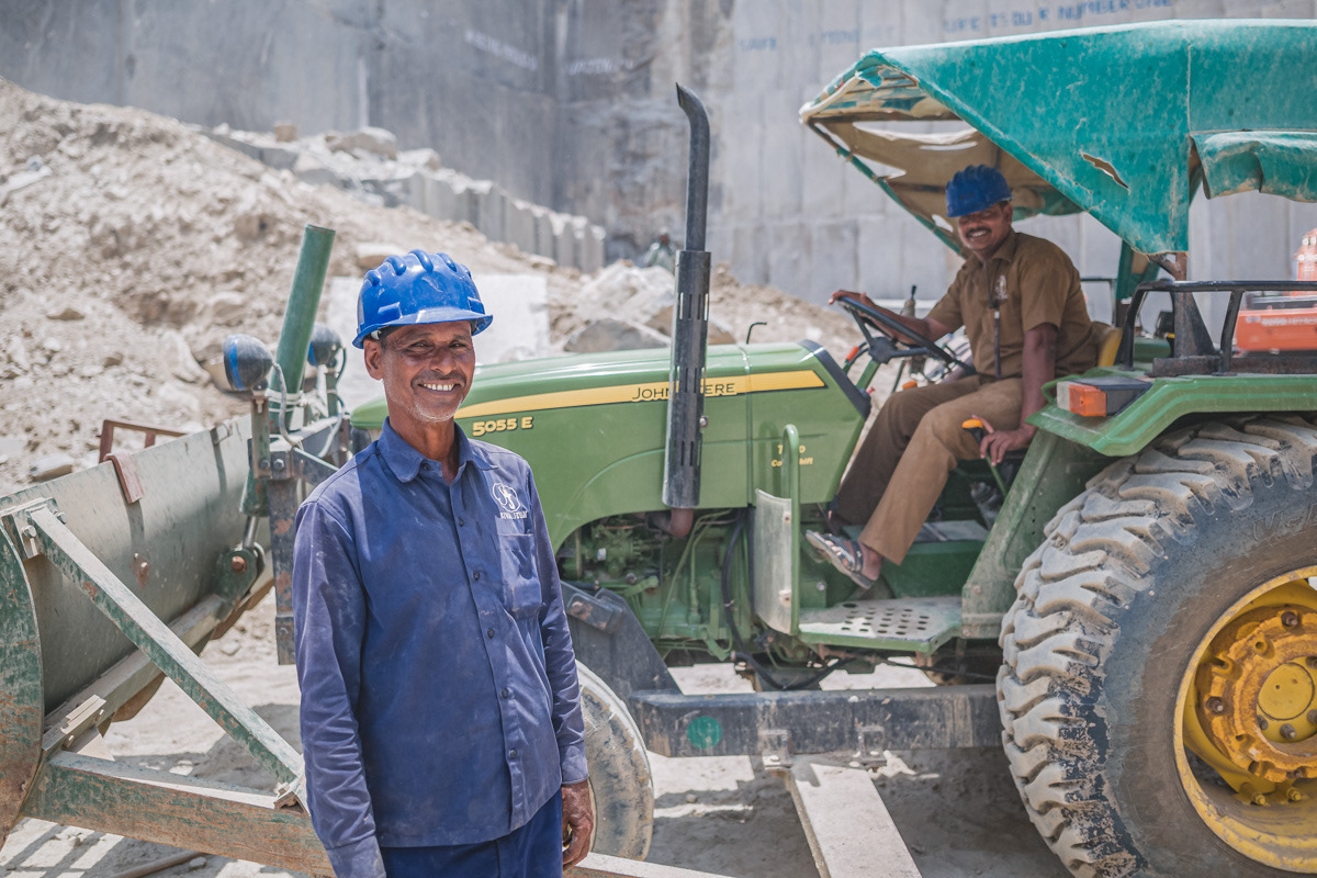 Workers at a quarry mine in India