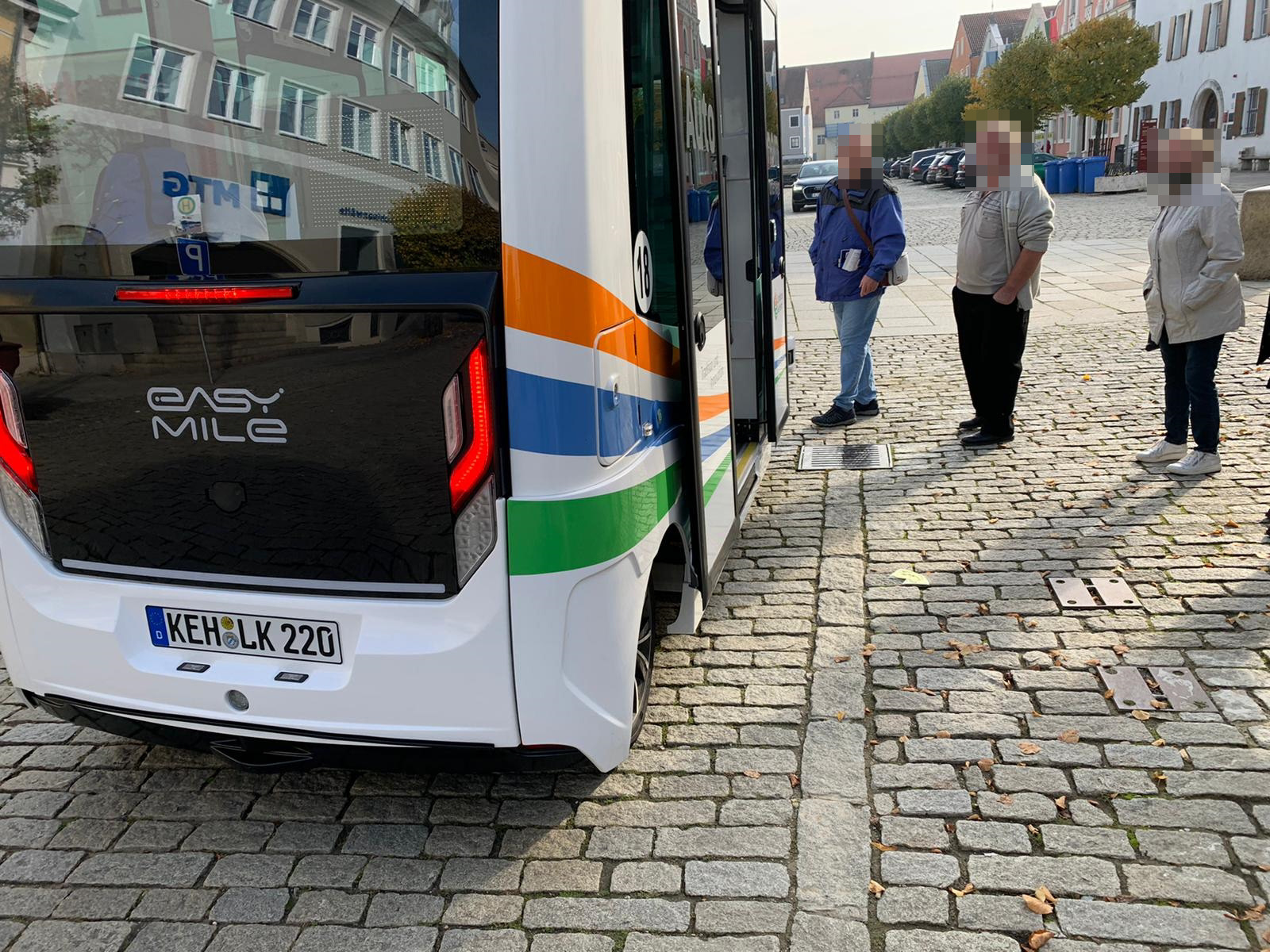 People boarding the EasyMile shuttle bus in Kelheim