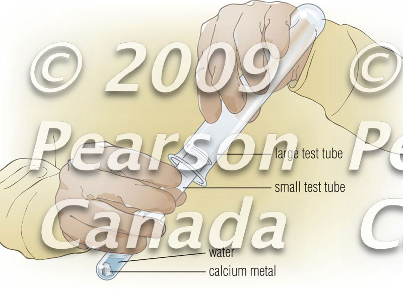 Calcium, water, gas produced