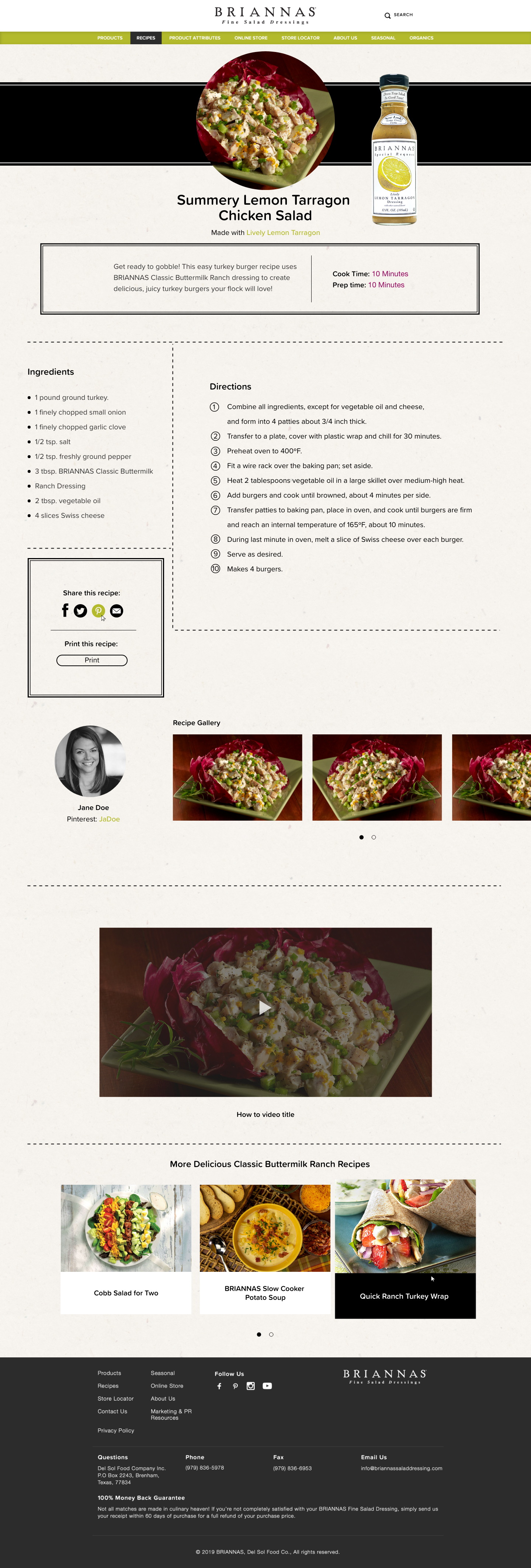 recipes internal pages