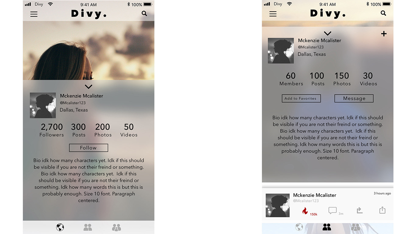 transparency and blurring layers simulating screen depth