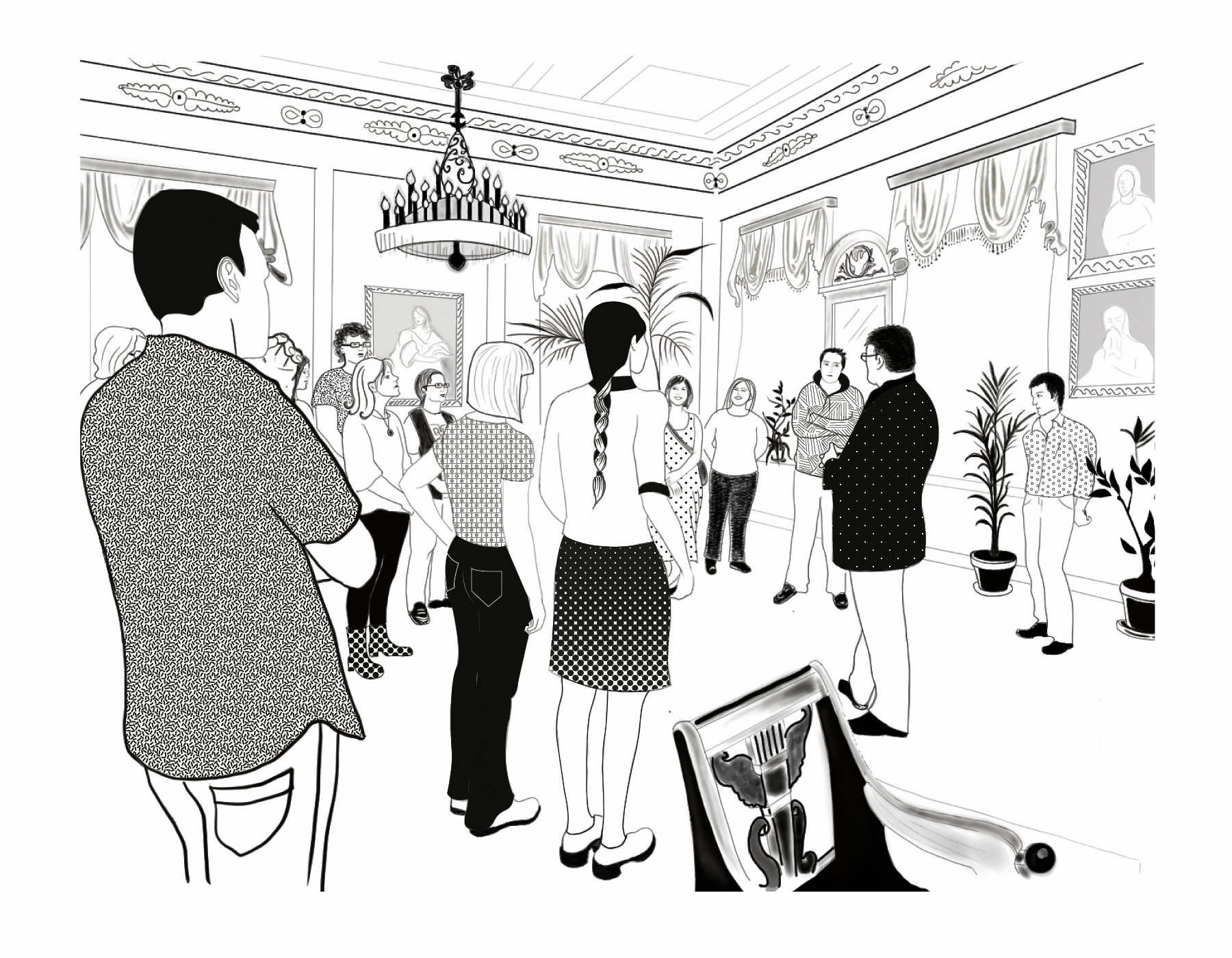 Accessibility and diversity checklist for museums illustration series. Work done for Kulttuuria Kaikille