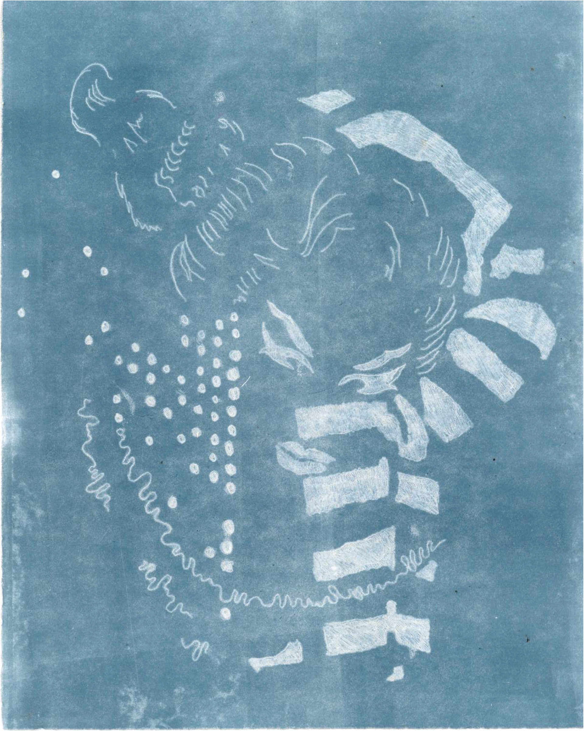 "in the field", 3/4, 2021, trace monoprint negative