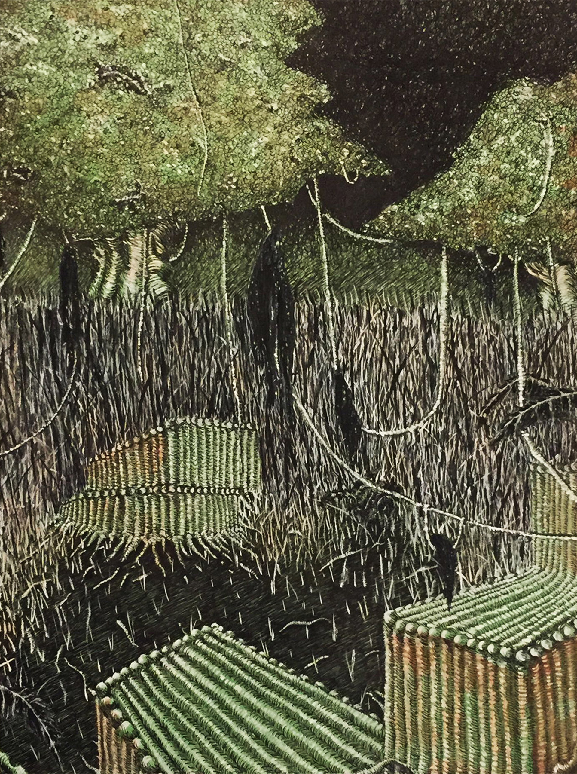 "Untitled" / Fantasy Jungle Series / Watercolor, Prismacolor and Ink on Bristol