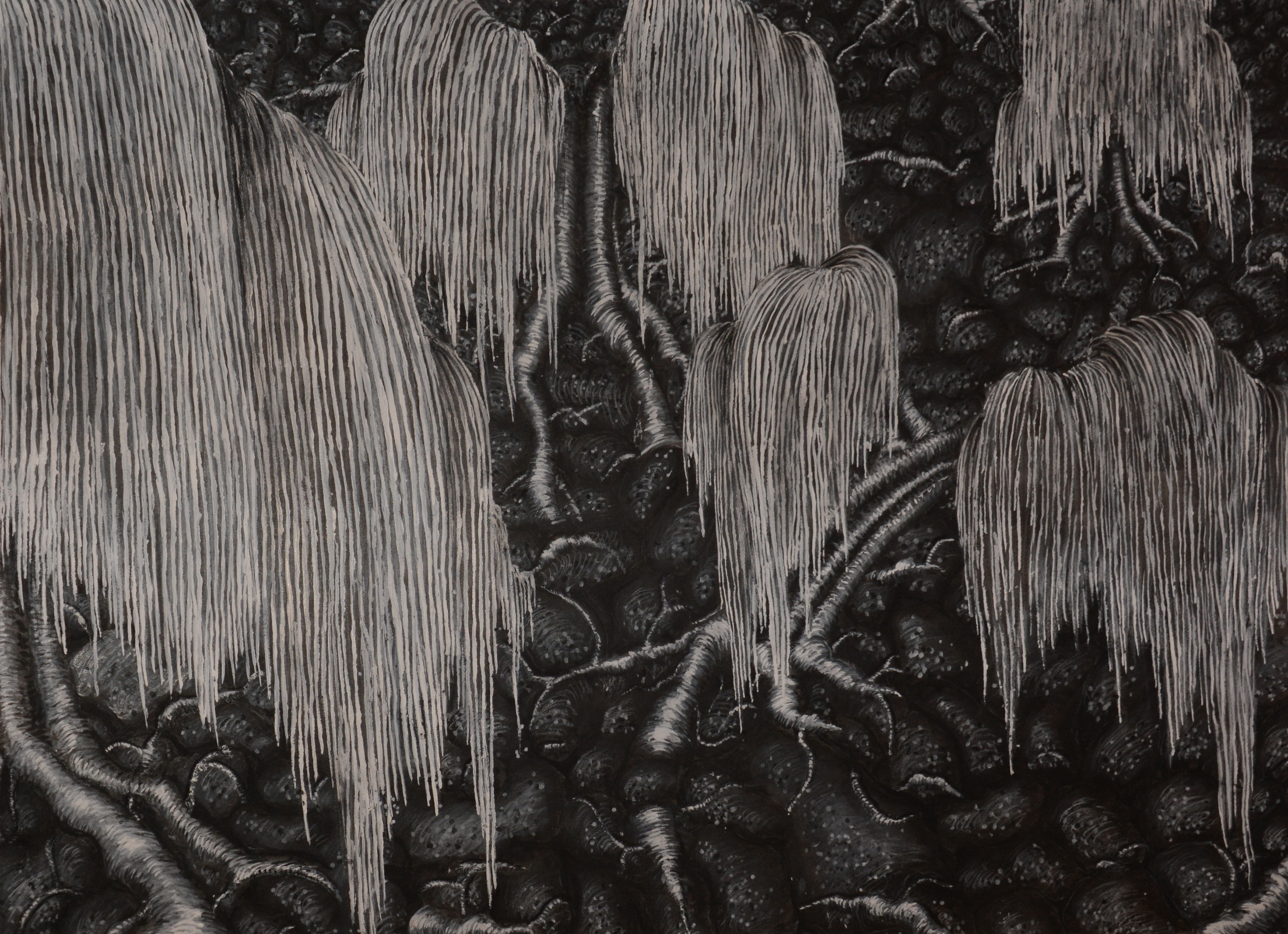 "Willow" / Fantasy Jungle Series / Charcoal and Ink on Toned Paper