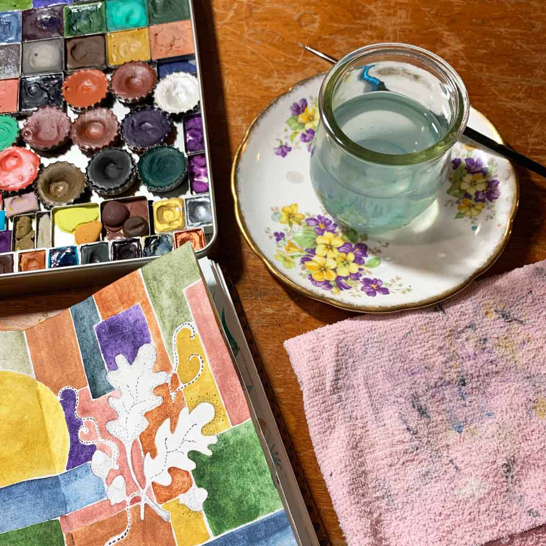 repurposed watercolor supplies