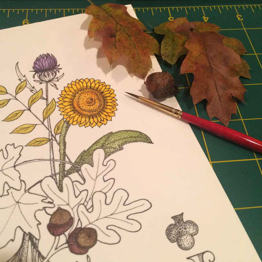 Botanical Art Playing Cards WIP