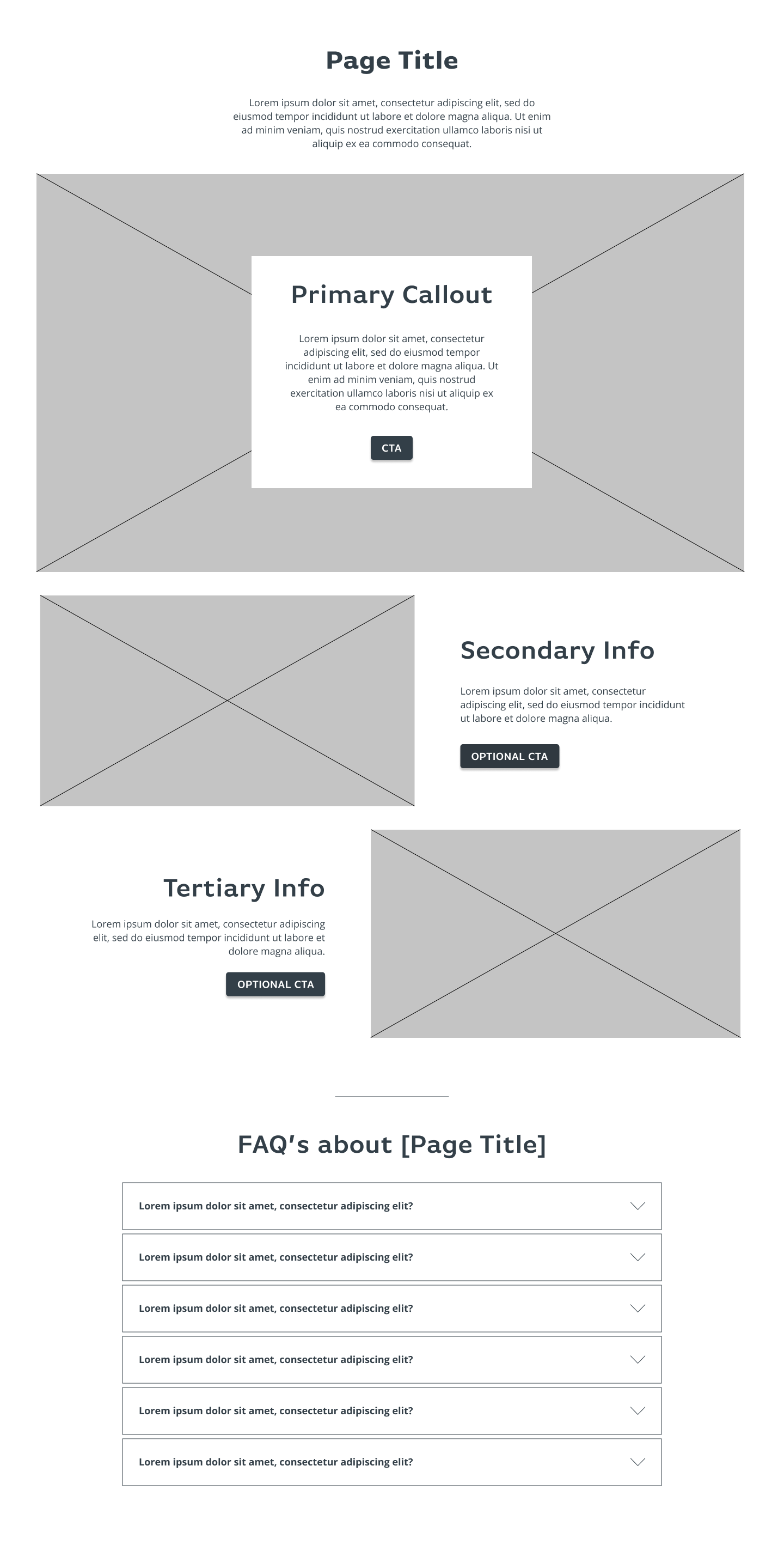 About Pages (Template) - Lo-FI Wireframe