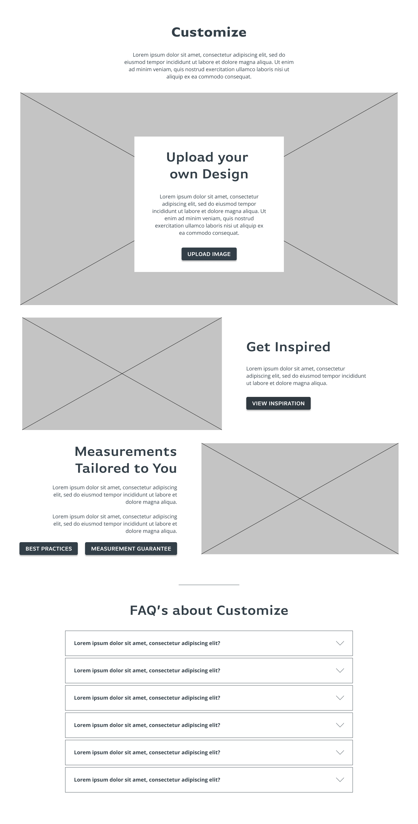 Customize Landing Page - Lo-Fi Wireframe