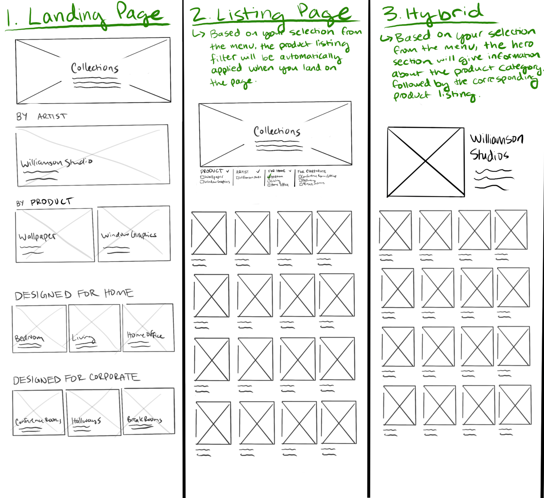 Collections Listing - Brainstorming Sketches