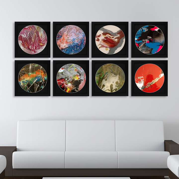 Mockup of Redideo's Vinyl Record Wall Art in a Living Room