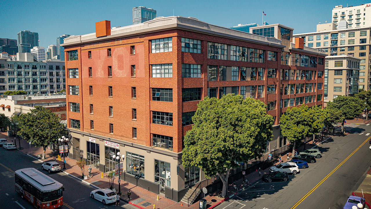 Drone Photography of Pioneer Warehouse Lofts in Gaslamp Quarter, San Diego