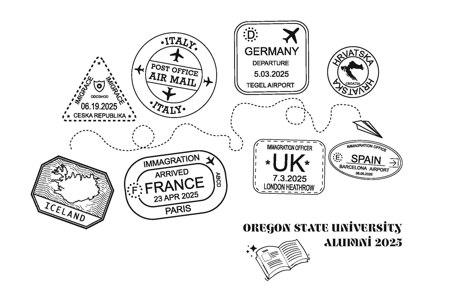 T-Shirt Design featuring Abroad Programs a student had taken during time at OSU