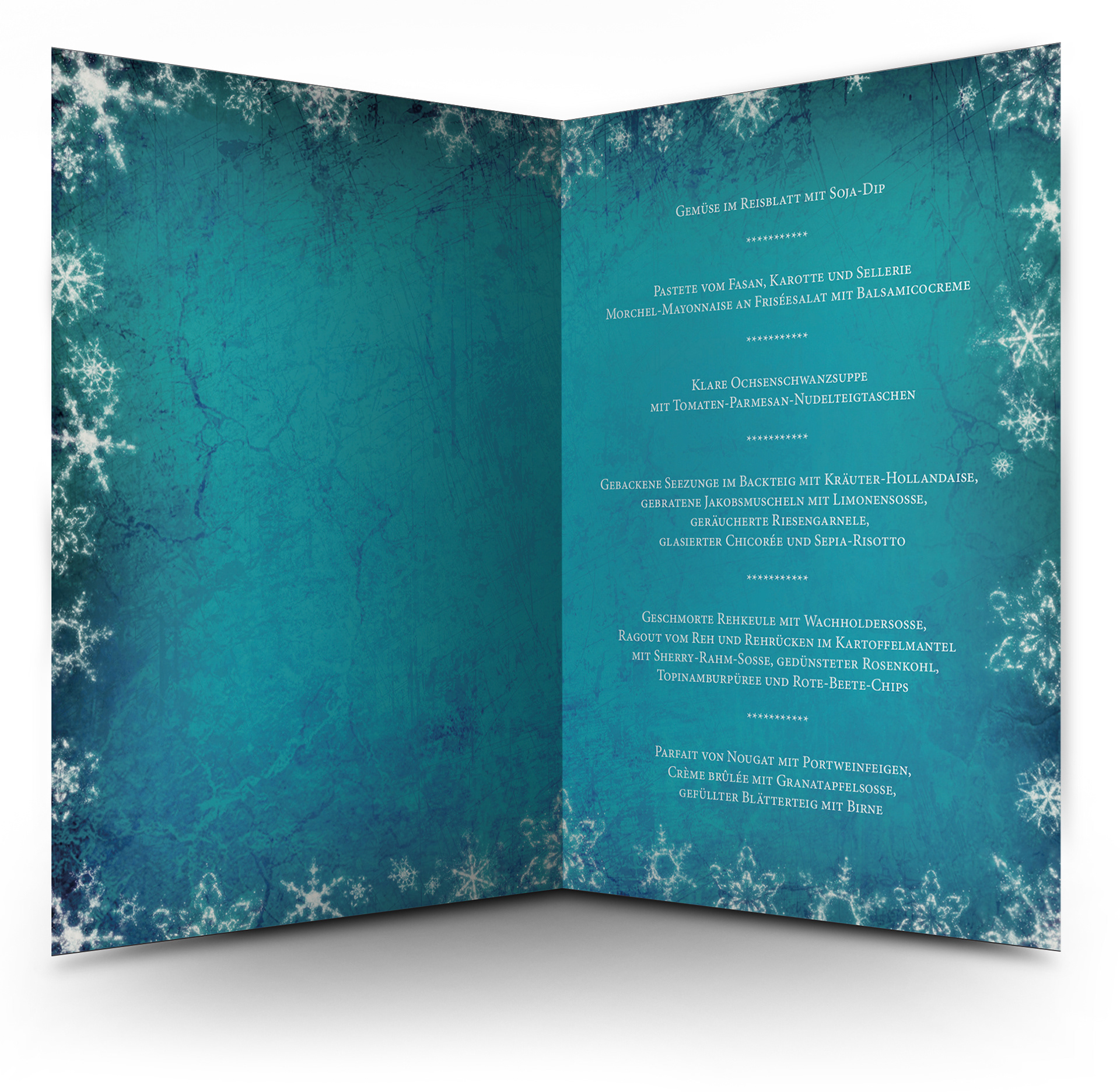 Menükarte für Küchenmeisterprüfung