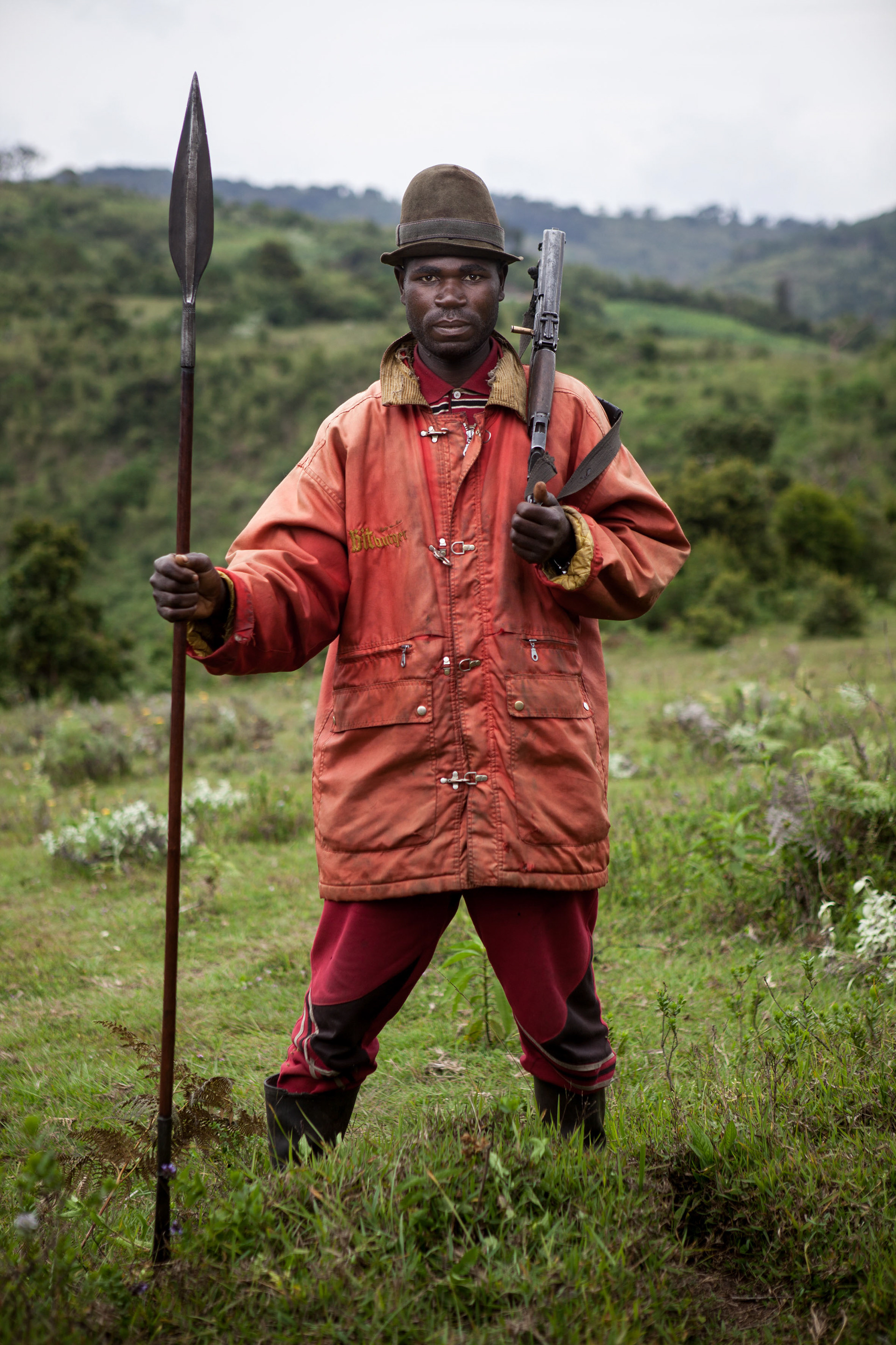A Maï-Maï Rai Mutomboki poses near Chanzovu, South Kivu, on February 11th, 2012. Many local militias were created to address the insecurity in this border region of the Congo. As the FDLR and the FARDC, these armed men often engage in rape.