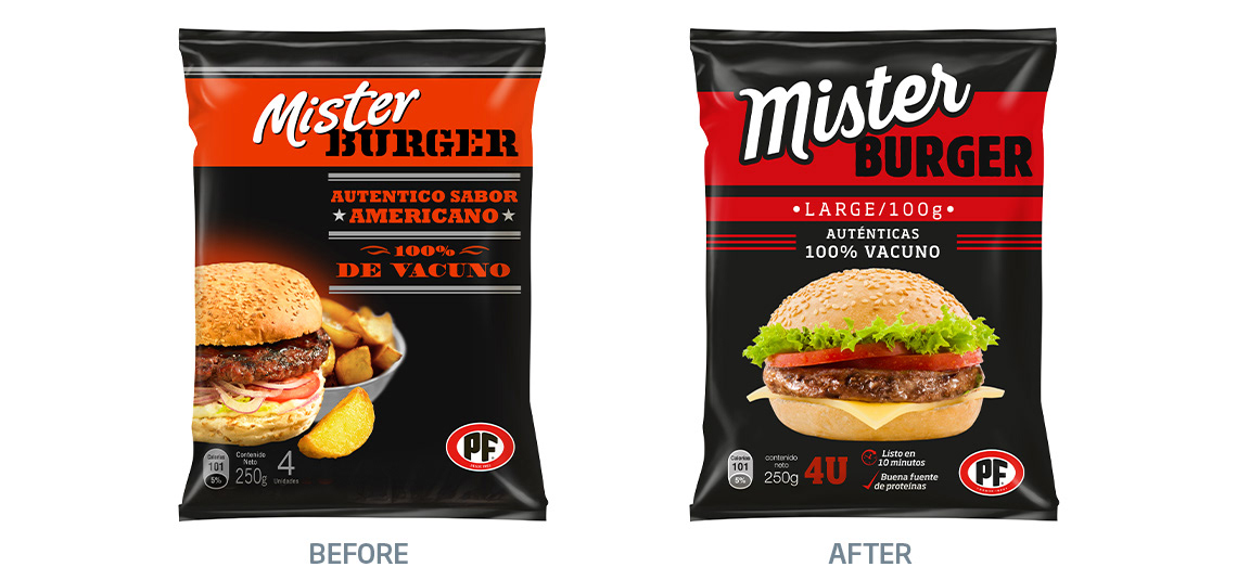 Mister, premium burger, lettering, packaging redesign and range creation