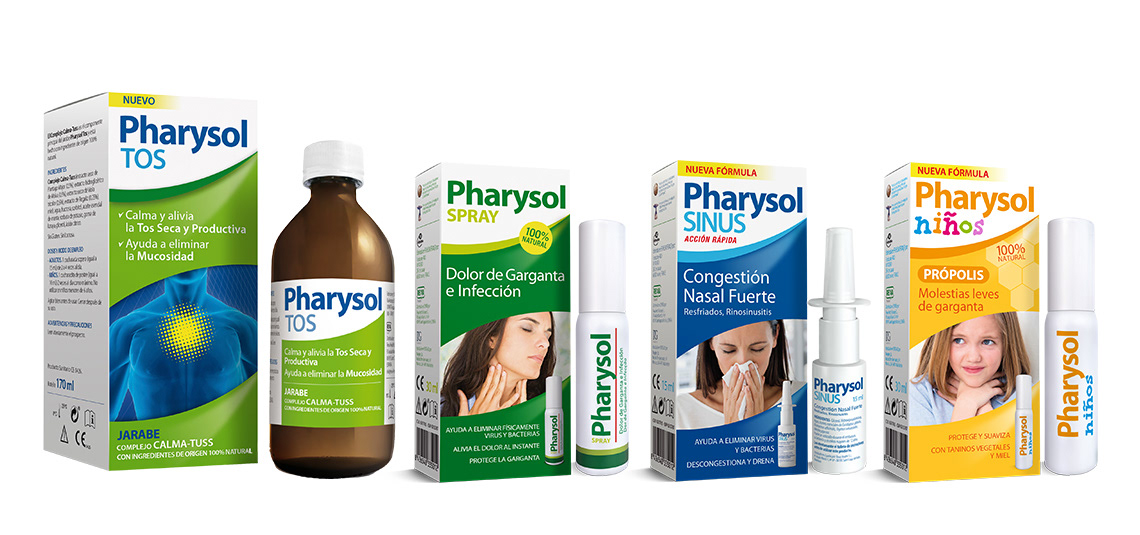 Pharysol range packaging, brochure and sales materials