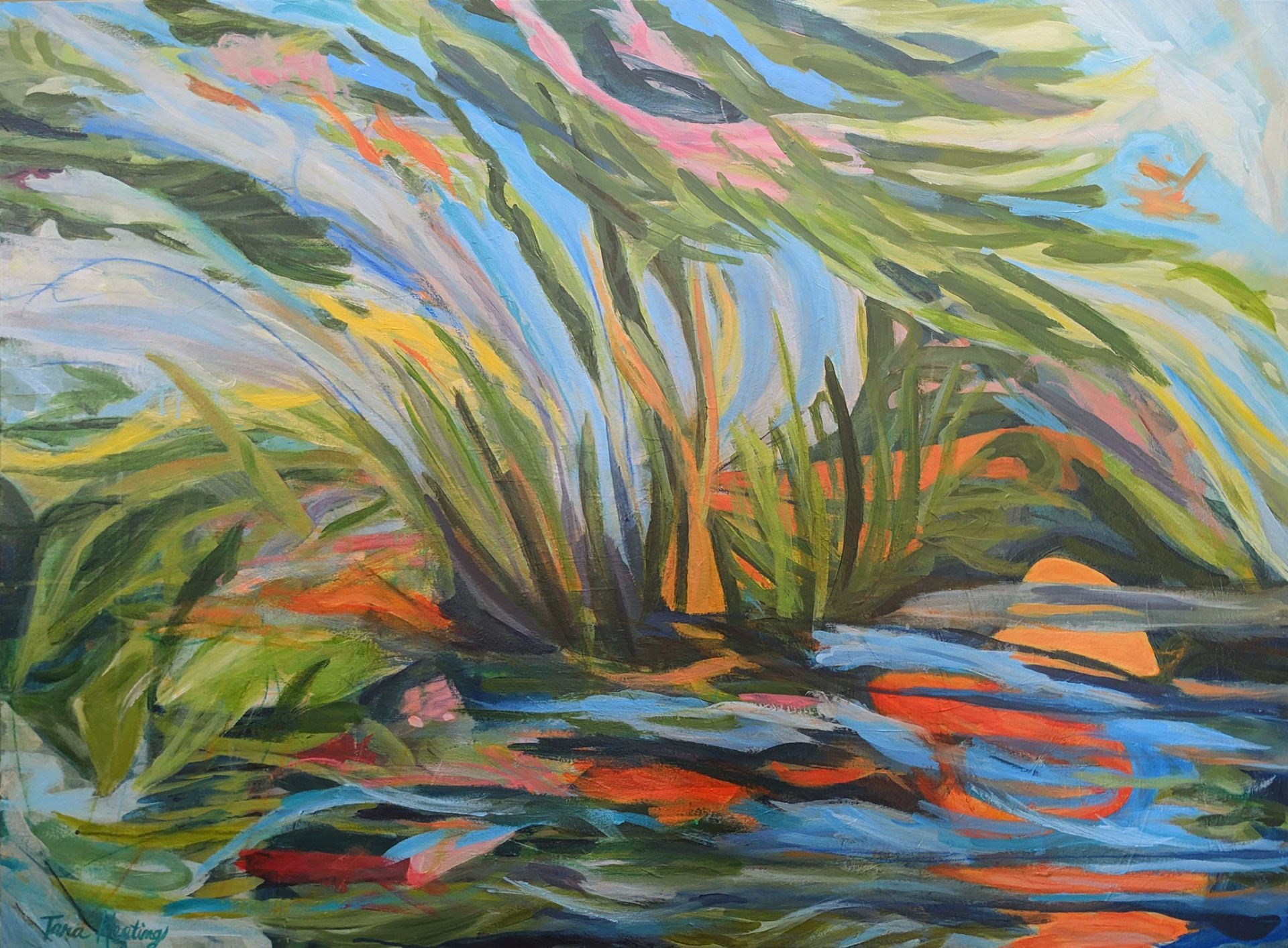 "Vernal Impromptu No. 1," Mixed media on canvas, 48 x 36 inches