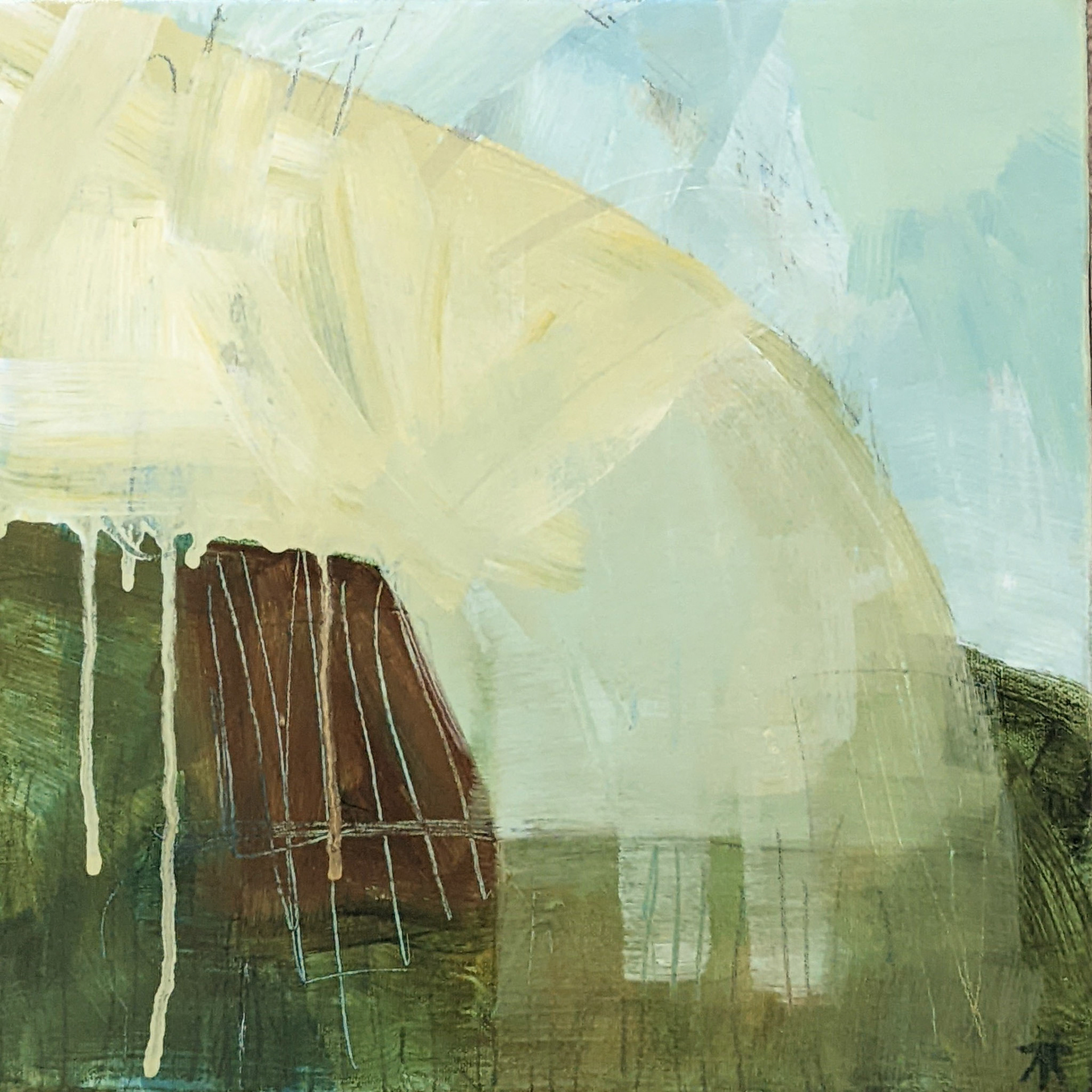 "Wide-Open Sunstream," Mixed-media on canvas, 12 x 12 inches, $290
