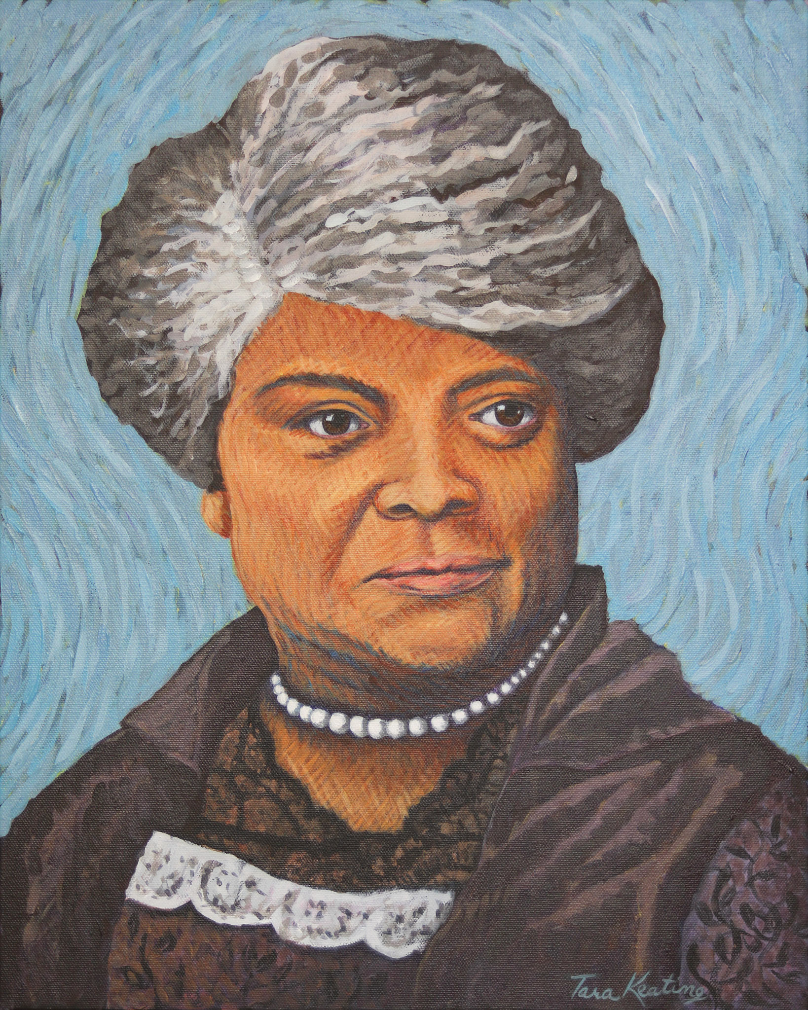 "Portrait of Ida B Wells" Acrylic on canvas, 16 x 20 inches, $395