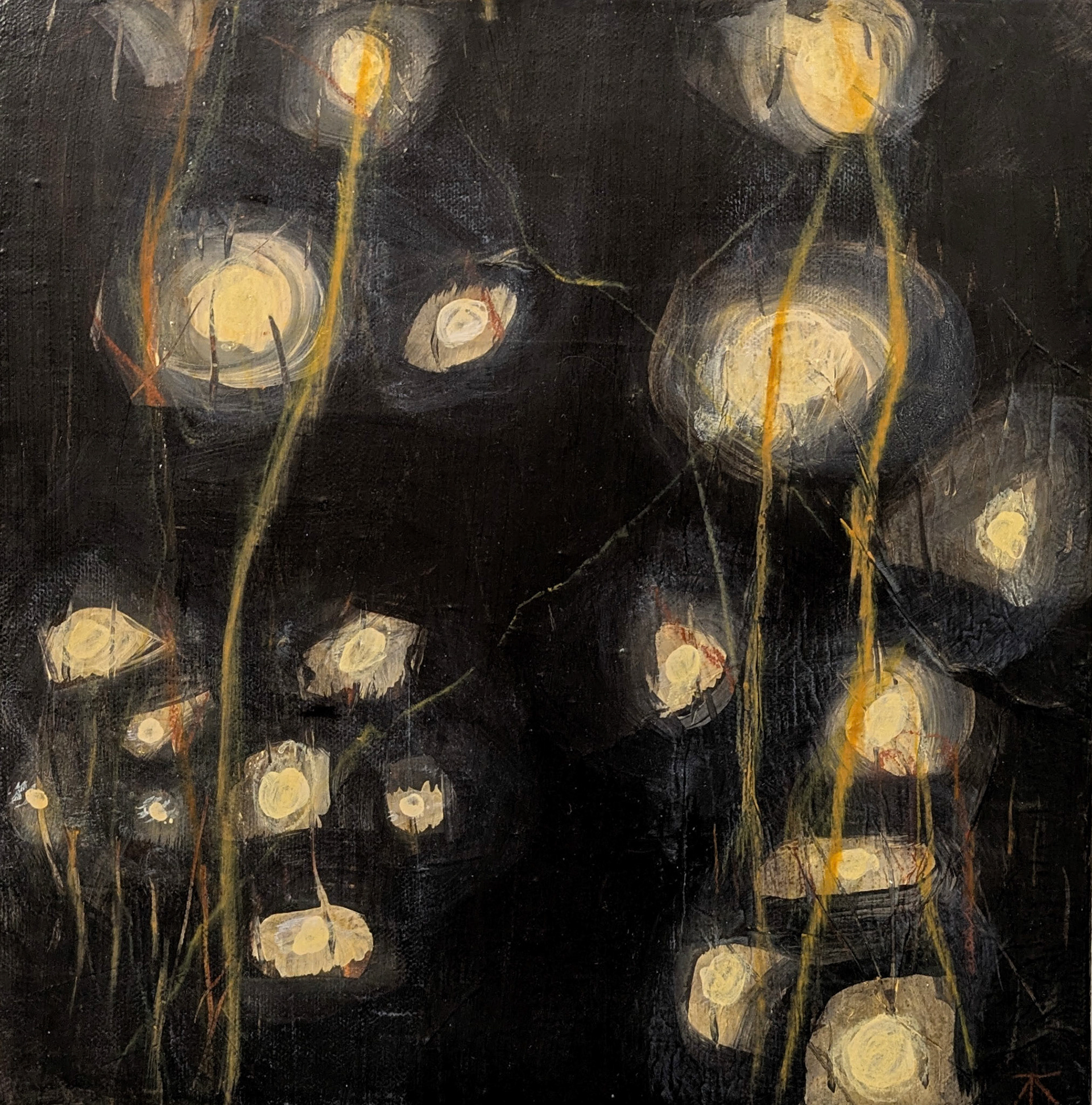 "Lumine Dark," mixed media on canvas, 12x12 inches