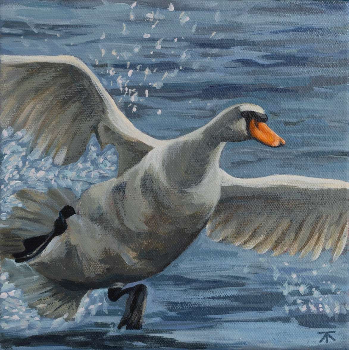 Incoming, 8x8 inches on gallery wrapped canvas, $200