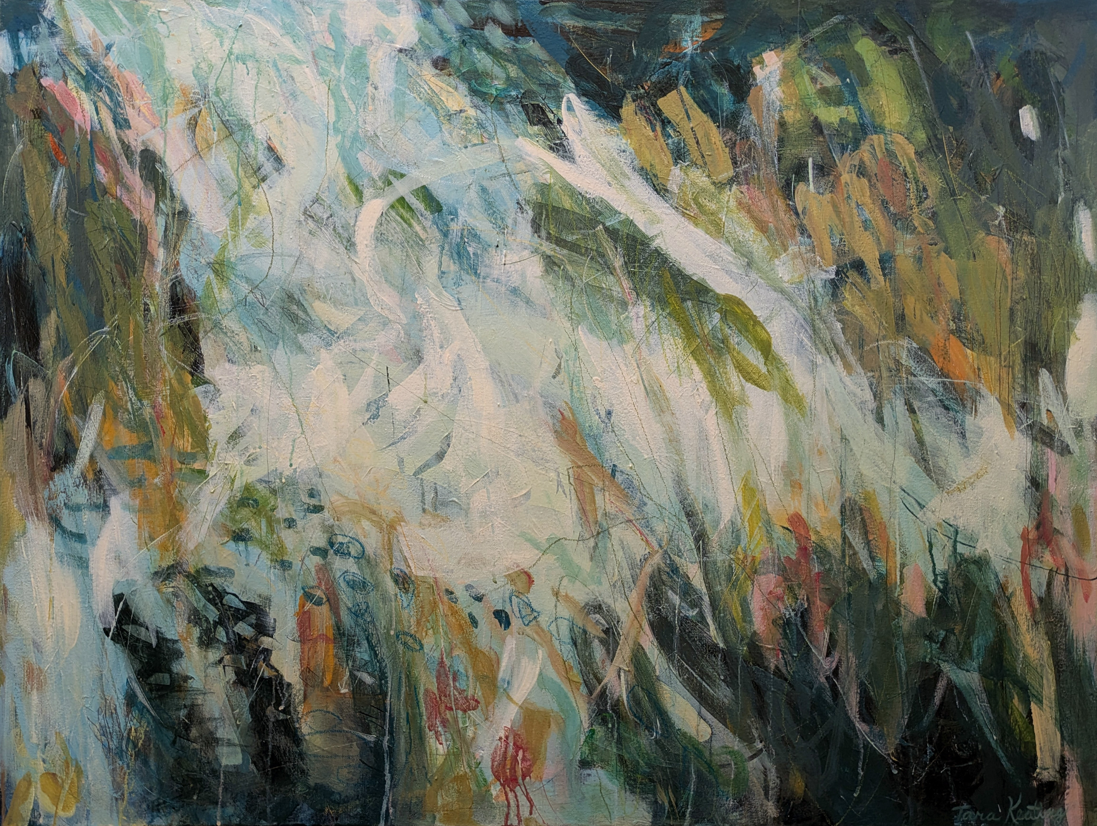 "Capriccio Flutter" Mixed media (Paint, crayon, graphite and pastel on gallery canvas), 40 x 30 inches, available