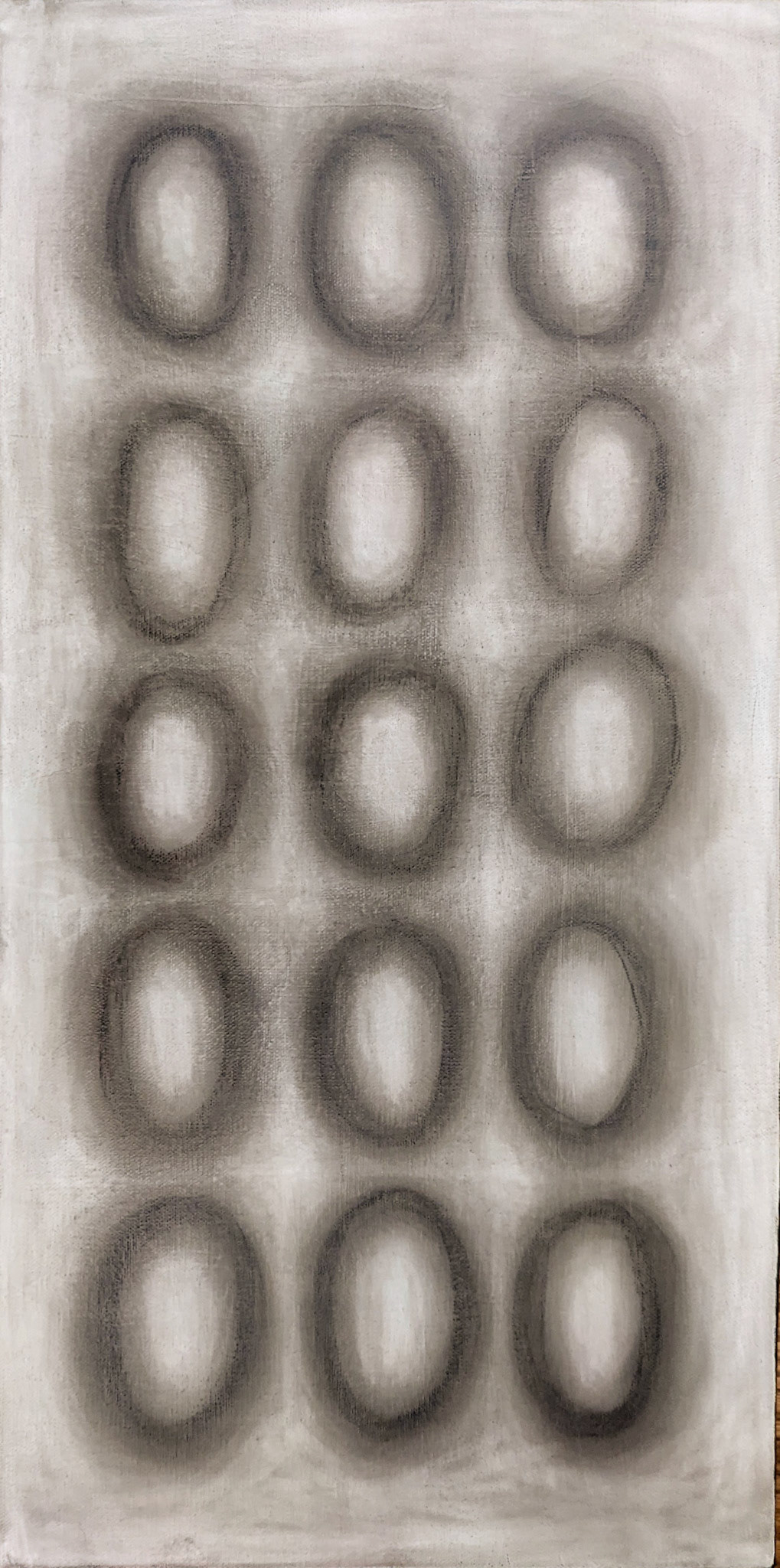 "Thoughts About Order and Comfort, #4," Mixed media on canvas, 12 x 24 inches, $425