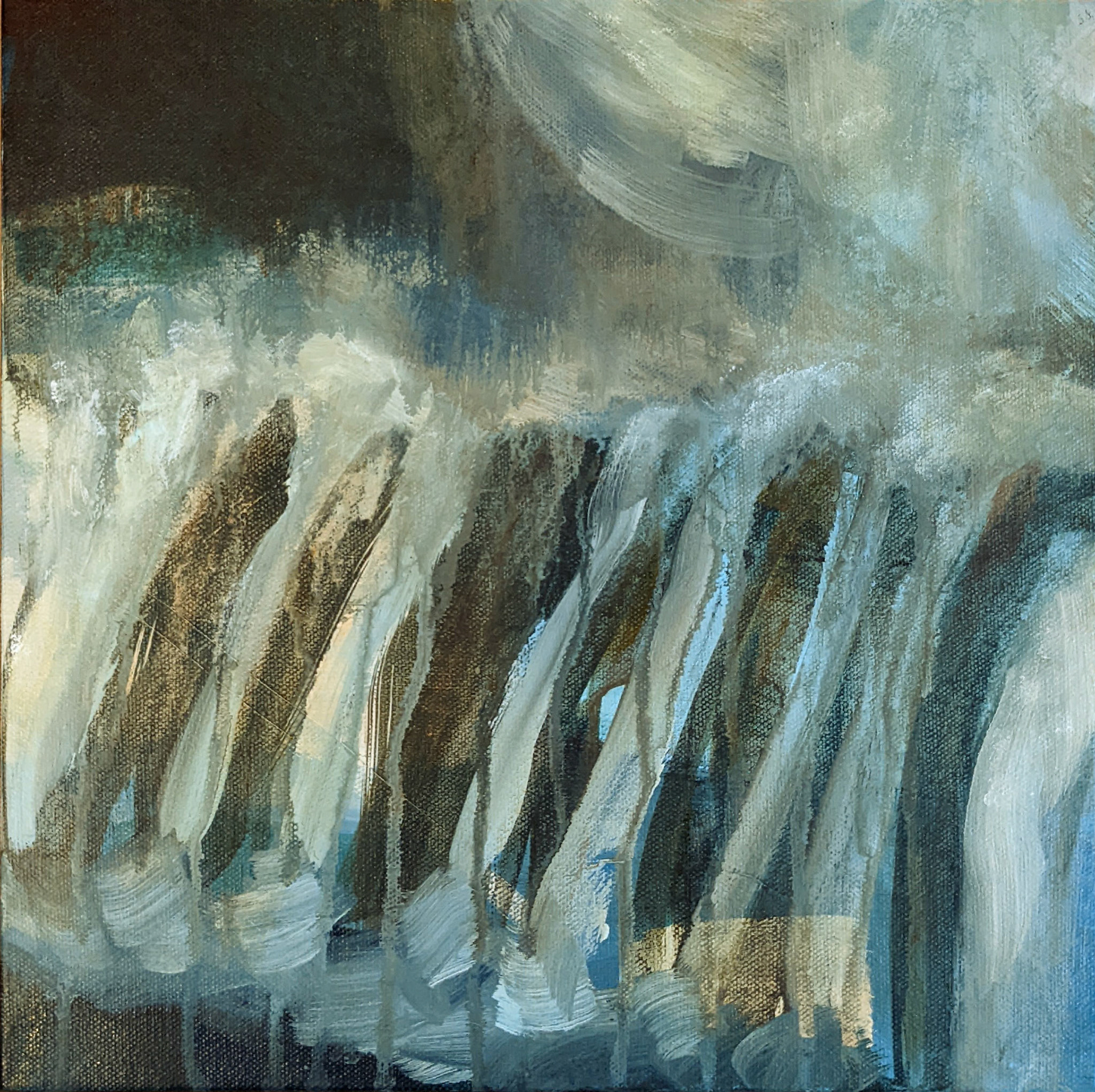 "Repatriate the Tumult into Peace," Mixed-media on canvas, 12 x 12 inches, SOLD