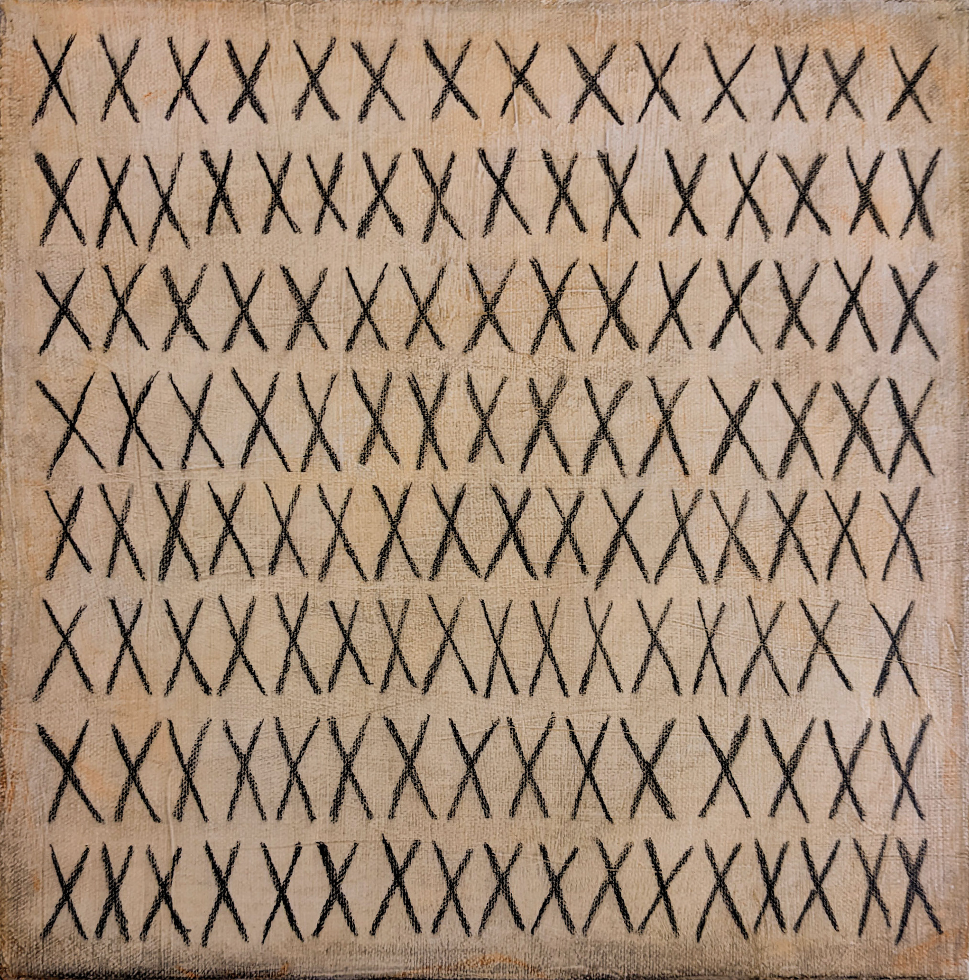 "Cross Stitch," Mixed media on canvas, 12 x 12 inches, $290