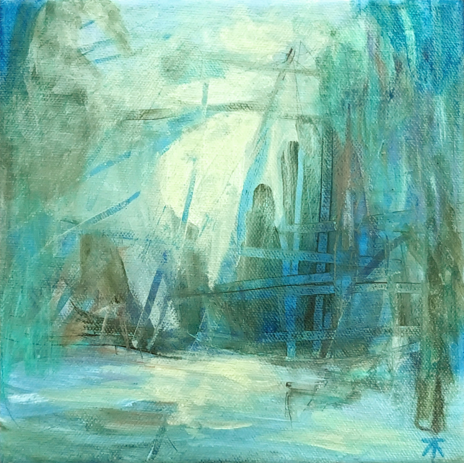 "Lumen," Mixed media on canvas, 8 x 8 inches, SOLD