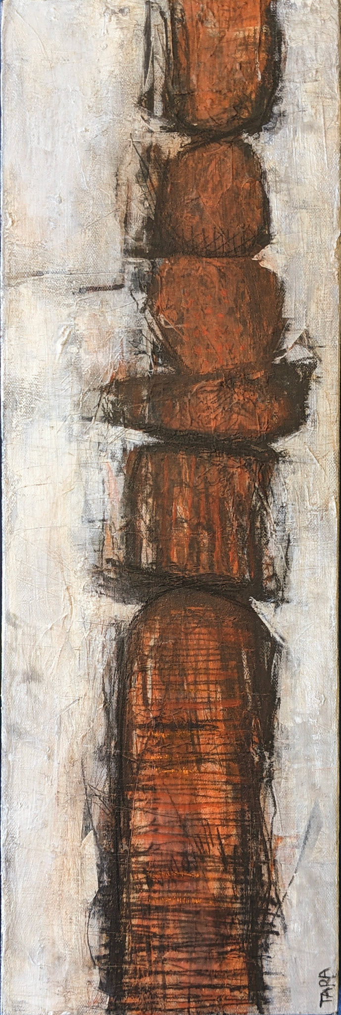 "Earthly," Mixed media on canvas, 8 x 24 inches, $800