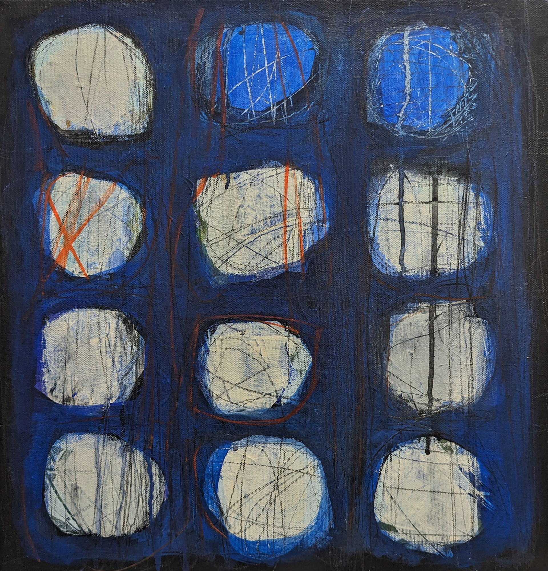 "Gridstone No. 3," Mixed media on canvas, 16 x 16 inches