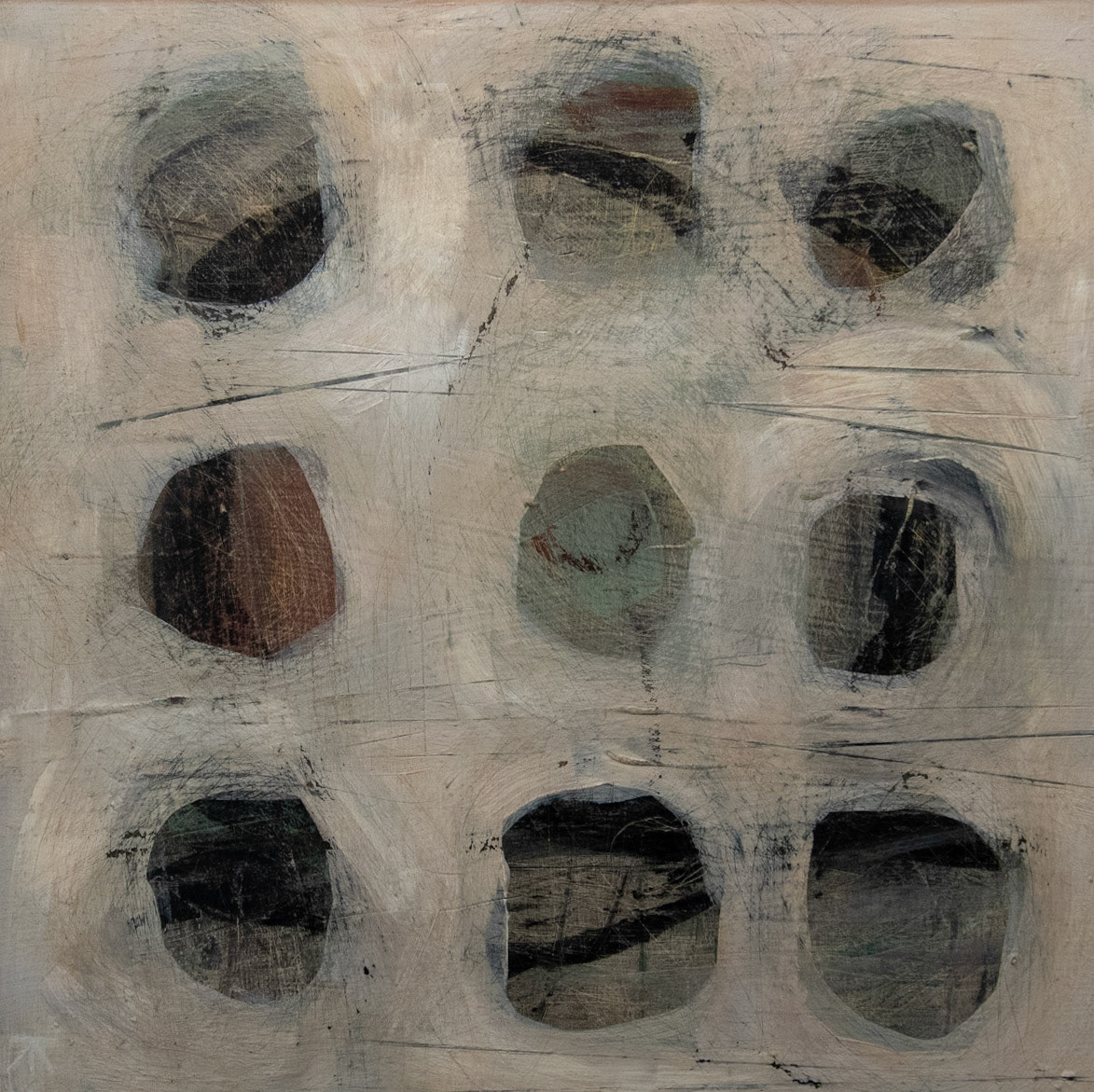 "Arrangements No. 16 (Sticks and Stones)" Acrylic on panel, 12 x 12 inches, Framed, SOLD